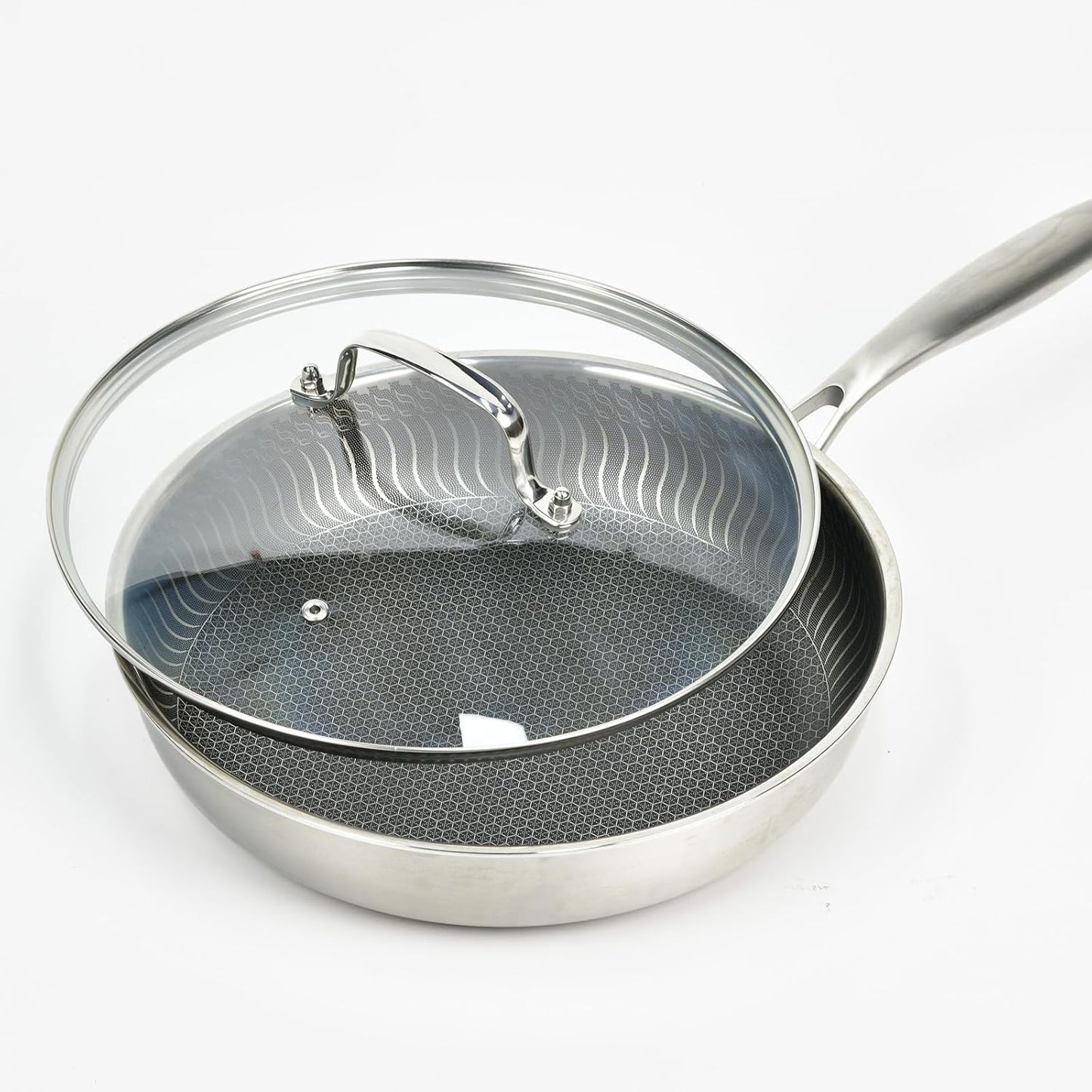 12 IN Glass Lid with Stainless Steel Handle for Frying Pan, Tempered Replacement Cover Compatible for Skillets, Round Cast Iron, Cast Aluminium, Stainless Steel Pans & Pots (297mm-312mm)