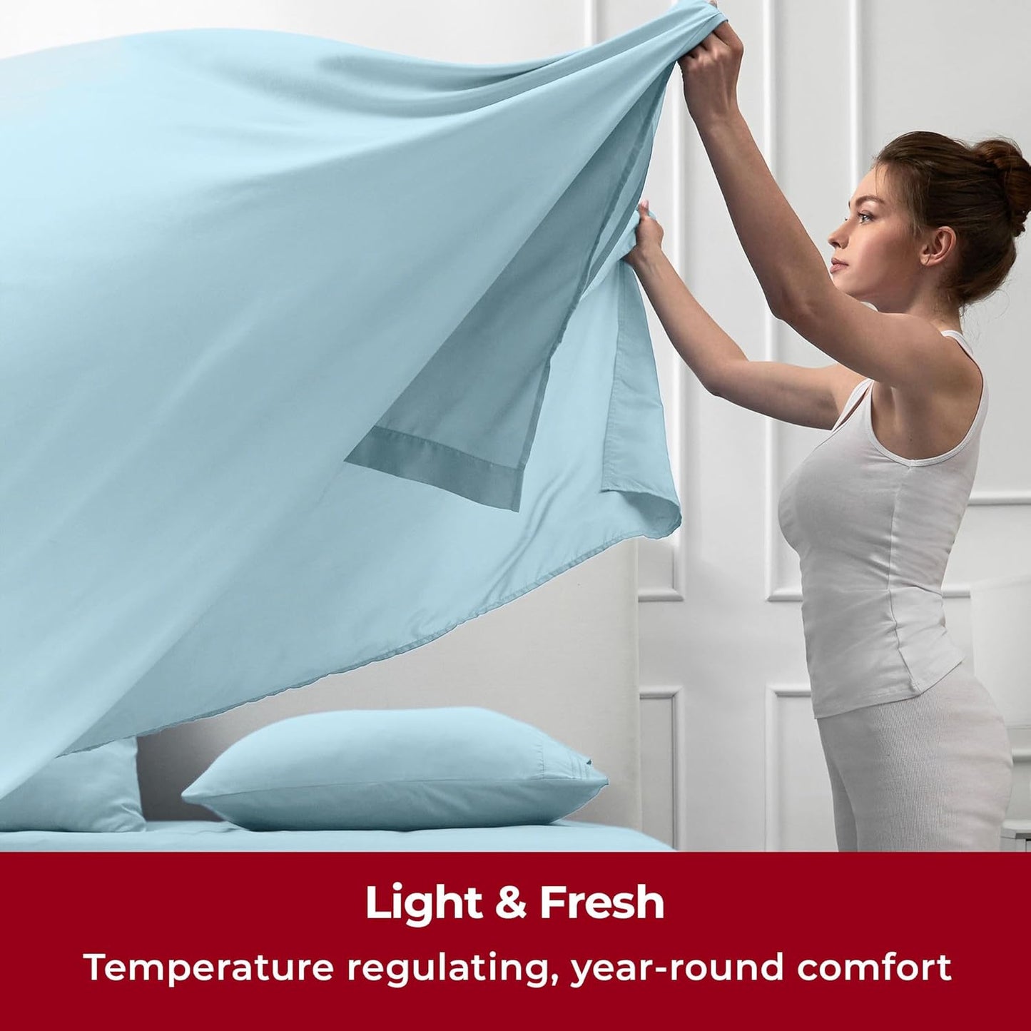 Mellanni Twin XL Sheets Set - 3 PC Iconic Collection Bedding - Hotel Luxury, Extra Soft, Cooling Bed Sheets - Wrinkle, Fade, Stain Resistant (Twin Extra Long, Aqua)