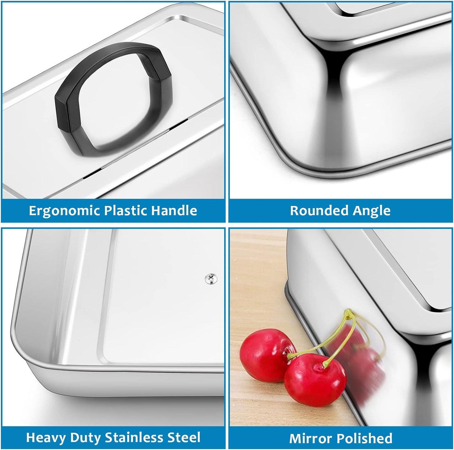 HaSteeL Rectangular Basting Cover, Stainless Steel Cheese Melting Dome Steaming Cover Lid, Heavy Duty Griddle Grill Accessories for Flat Top Teppanyaki BBQ Kitchen Indoor & Outdoor, Dishwasher Safe