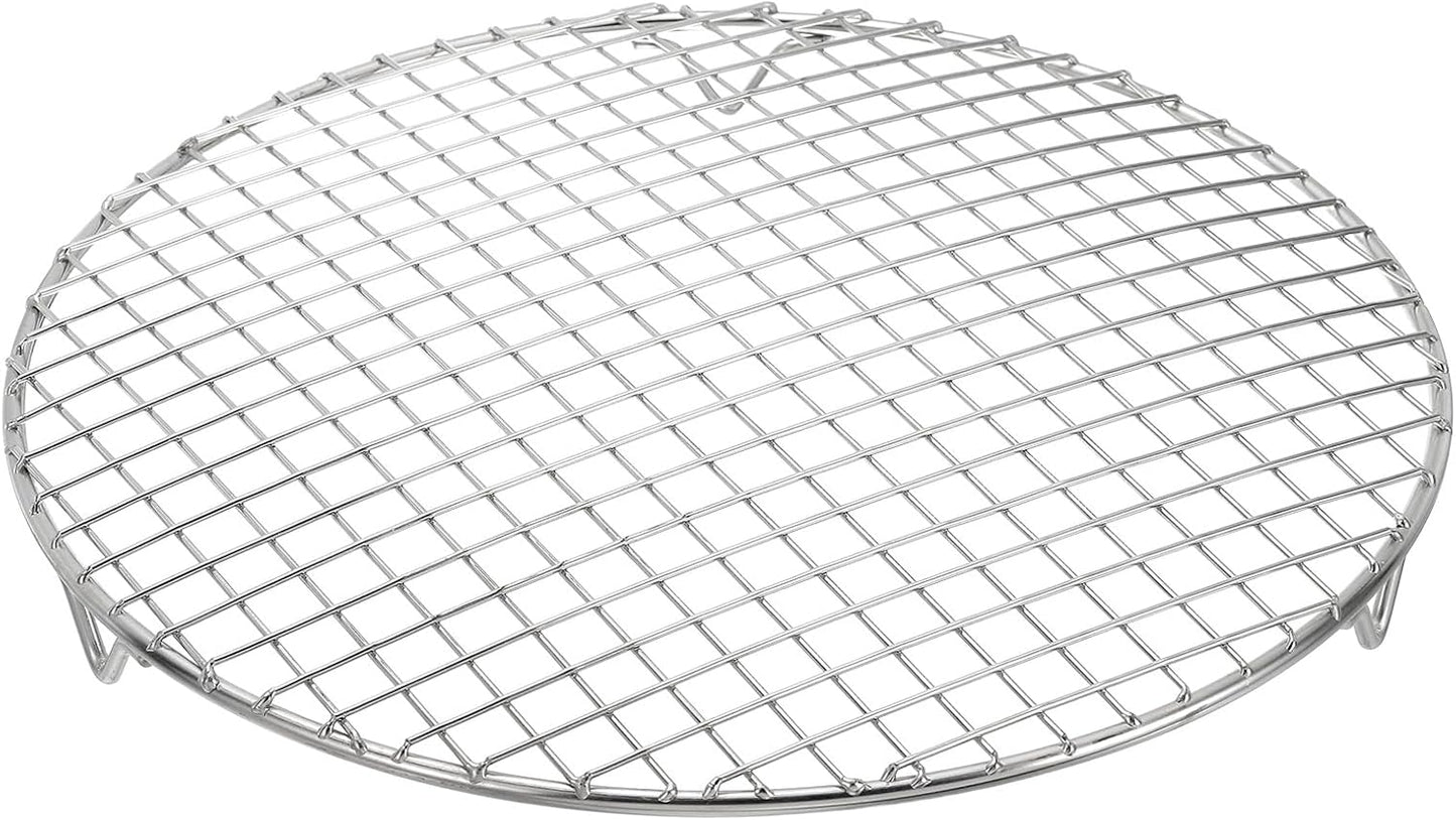 uxcell Round Cooking Rack with Legs, Dia 11 Inch 304 Stainless Steel Barbecue Grill for Cooking Baking Barbecue Air Fryer Racks, Silver