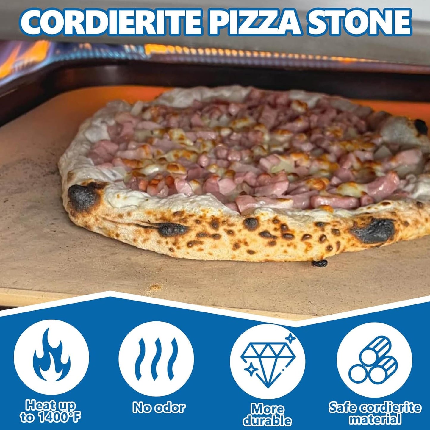 SafBbcue Cordierite Stone Baking Board for Ooni Koda 16 Pizza Oven Superior Quality for Pizza Lovers and Cooking Enthusiasts Ideal for Fathers and Husbands
