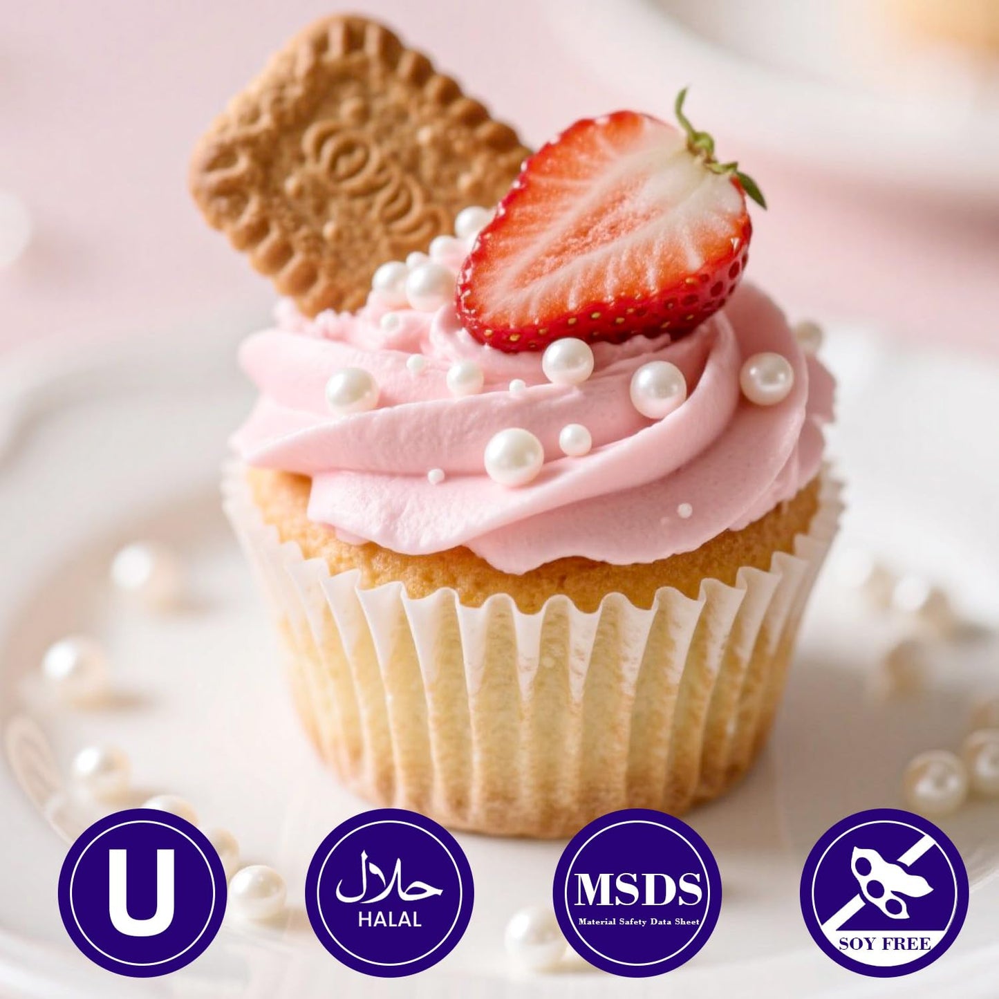 Dazzjoy Edible White Pearl Sugar Sprinkles, White Pearls for Cake Decorating, 130g/4.58oz, Candy Baking Cake Decorations, Cupcake Toppers & Cookie Decoration, Wedding Party Valentines Easter Supplies