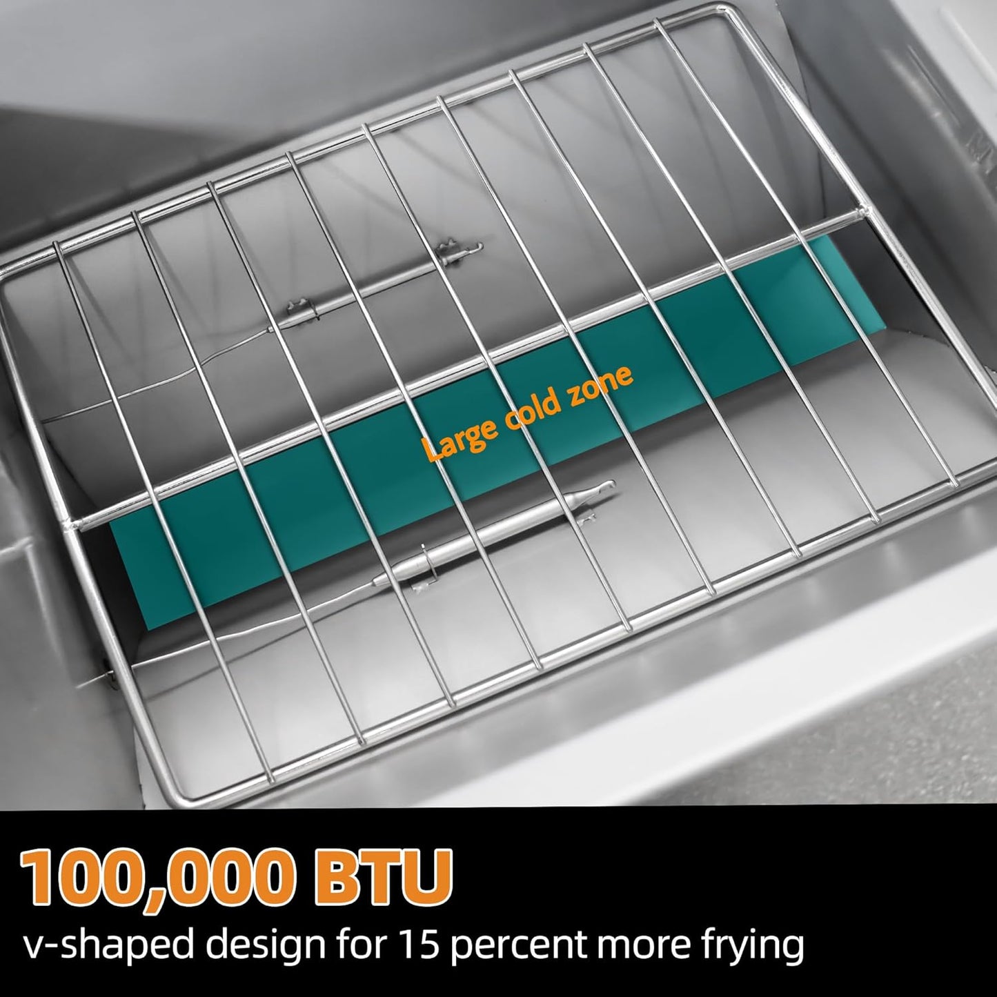 Commercial Open Pot Fryer with 2 Baskets, 100000 BTU 40-50 Lbs Oil Capacity Natural Gas Fryer, Only Commercial Use Stainless Steel Deep Fryer for Restaurants, Food Trucks-Floor Standing