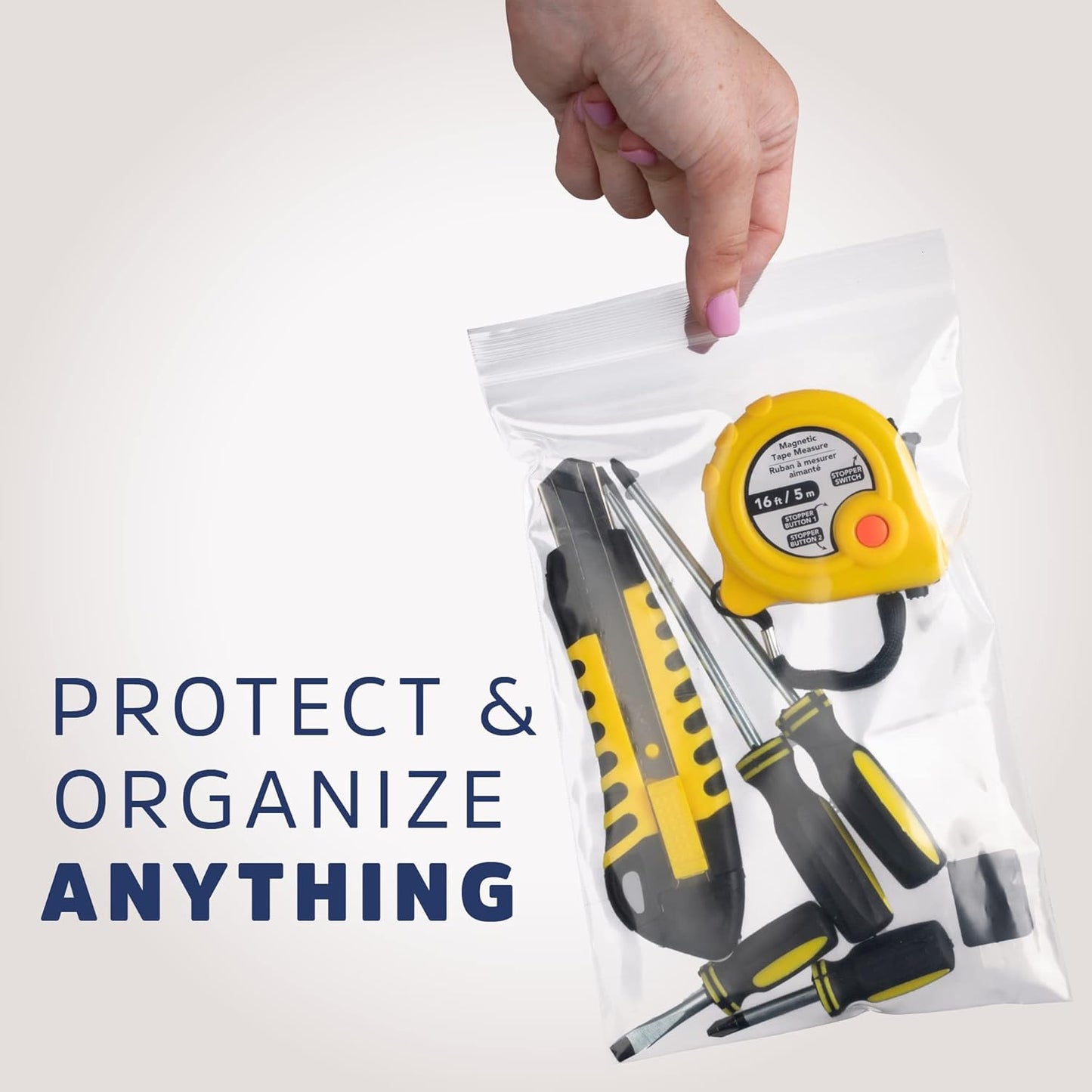 Clear Plastic Reclosable Zip Bags - Bulk GPI Pack of 100 6" X 9" 4 Mil Thick Heavy Duty, Strong & Durable Poly Baggies with Resealable Zipper Lock for Travel, Storage, Packaging & Shipping.