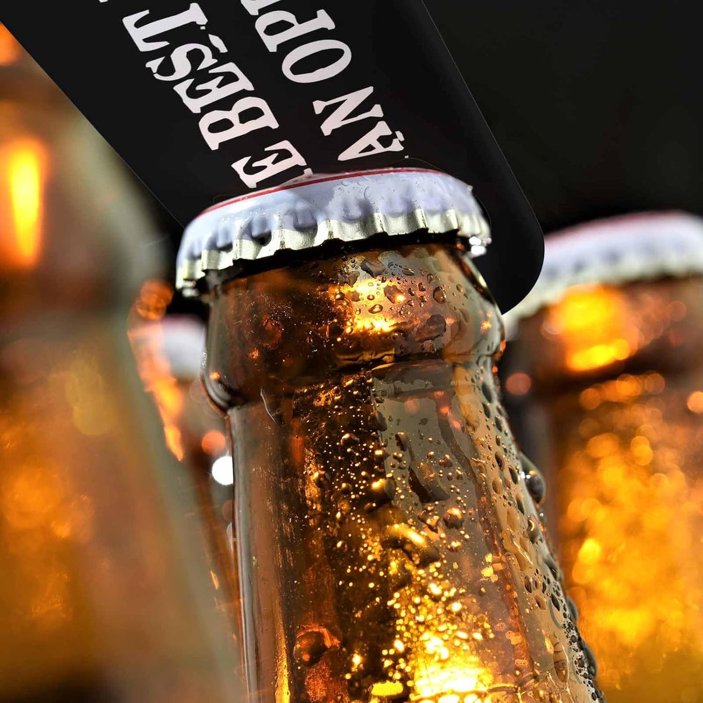 Black White Stainless Steel Bottle Opener The Best Beer Is An Open One Flat Beer Bottle Opener Keychain for Home Kitchen Bar Restaurant Party Birthday Gift