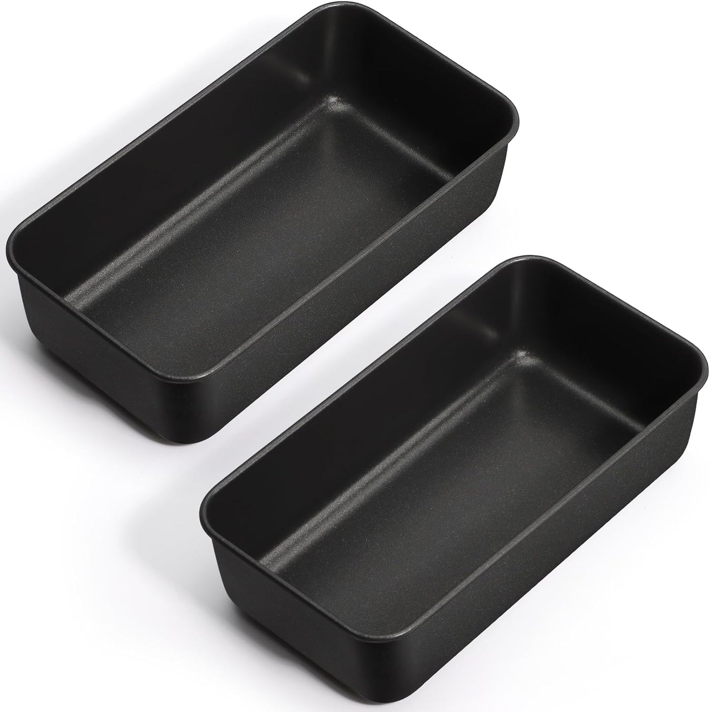 P&P CHEF Loaf Pan Set, 9 x 5 Inch Bread Pans, Stainless Steel Loaf Toast Baking Pans For Bread Meatloaf Lasagna Cake, Healthy & Non Toxic, Oven & Dishwasher Safe,(Black, 2Pcs)