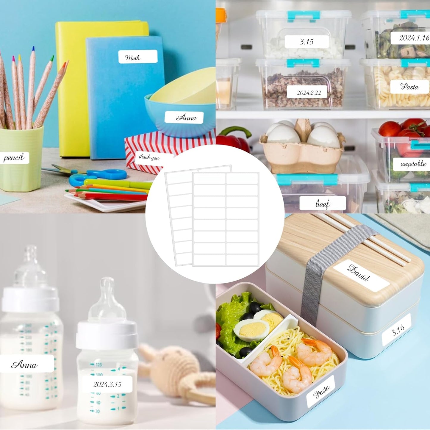 Blank Removable Labels, 1x3 Inch White Freezer Labels for Food Containers, Freezer Label to Write on/Waterproof/Easy Peel Off (240Pcs)