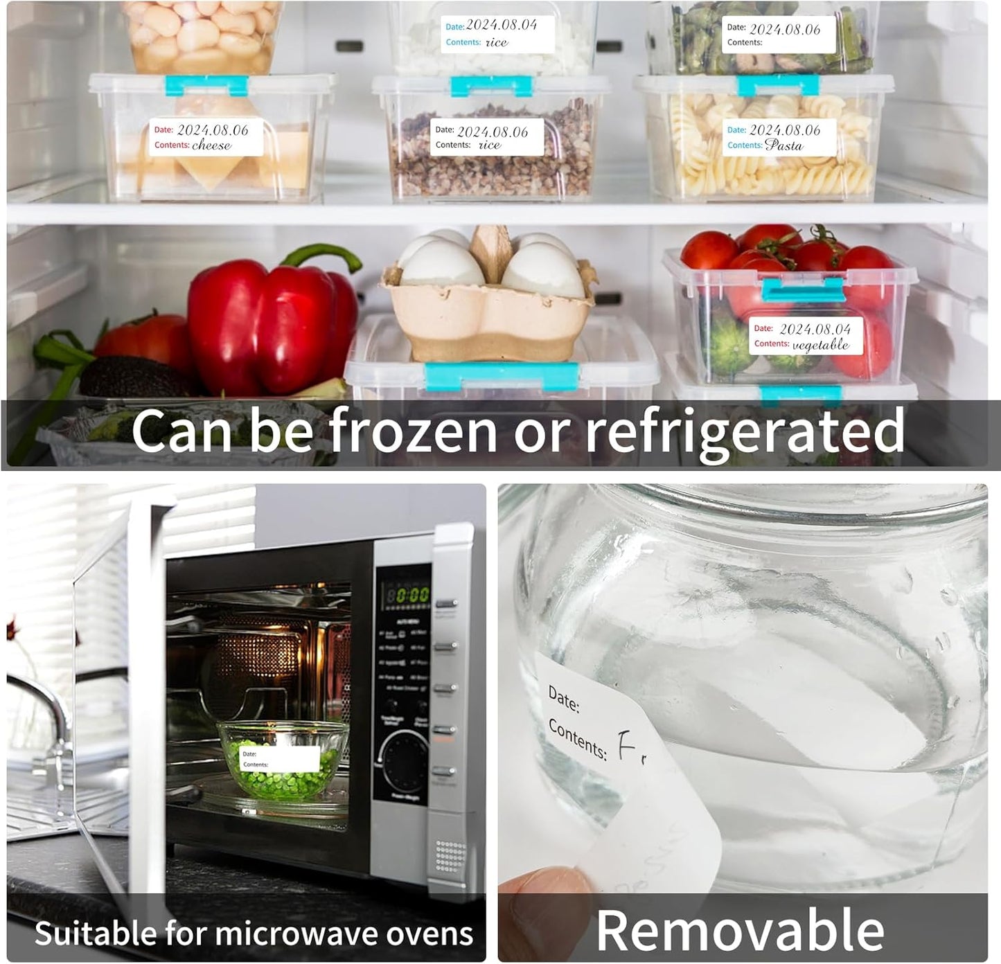 Removable Freezer Labels,3 Clors 1 x 3 Inch Food Storage Stickers, Refrigerator Freezer Paper Label Easy Clean Leaves No Residue,Food Labels Roll