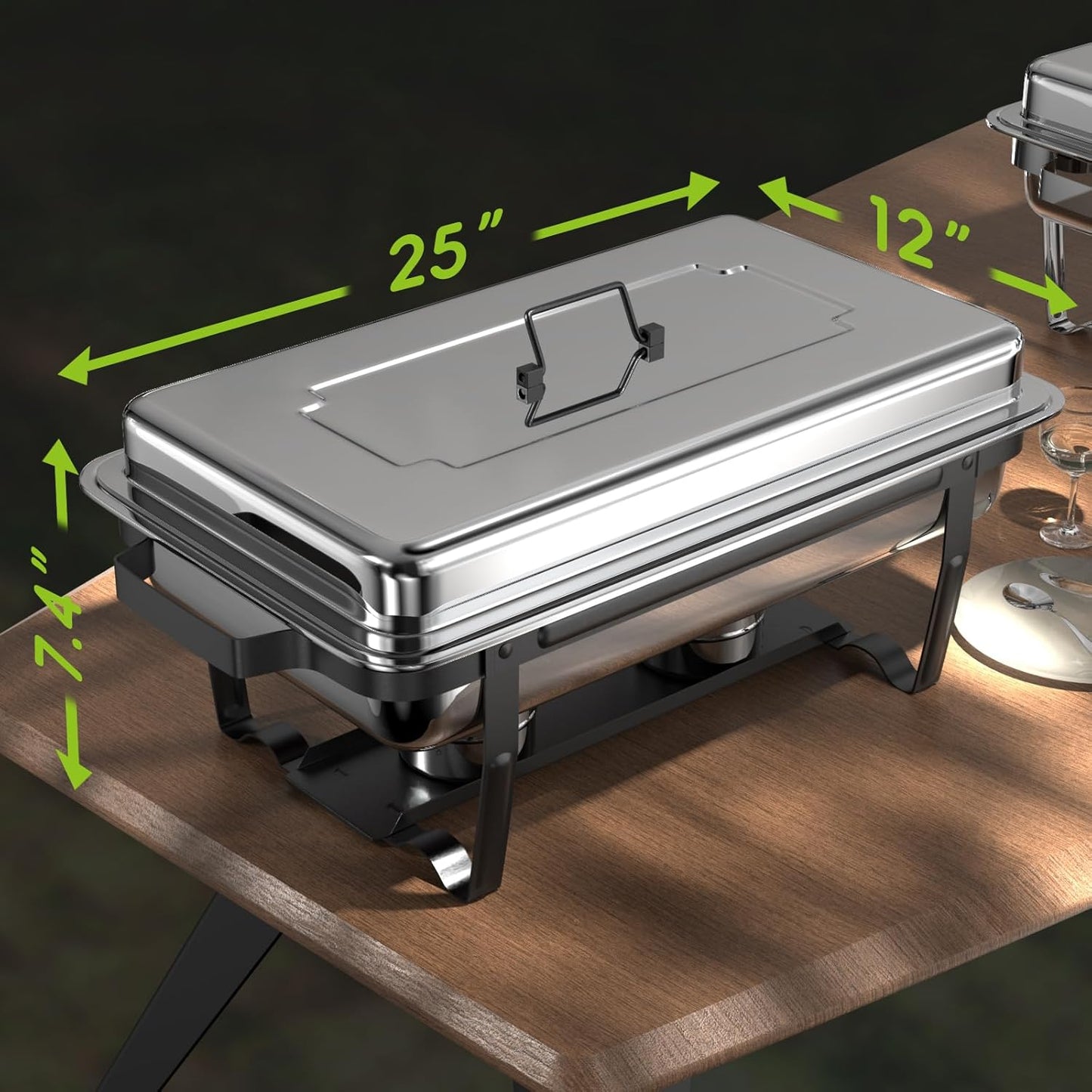 sifer 9Qt 4Pack [Multi-Size] Chafing Dish for Buffet | 80% Faster Screwless Assembly & Stackable Design for Wedding/Home/Christmas Buffets, Black