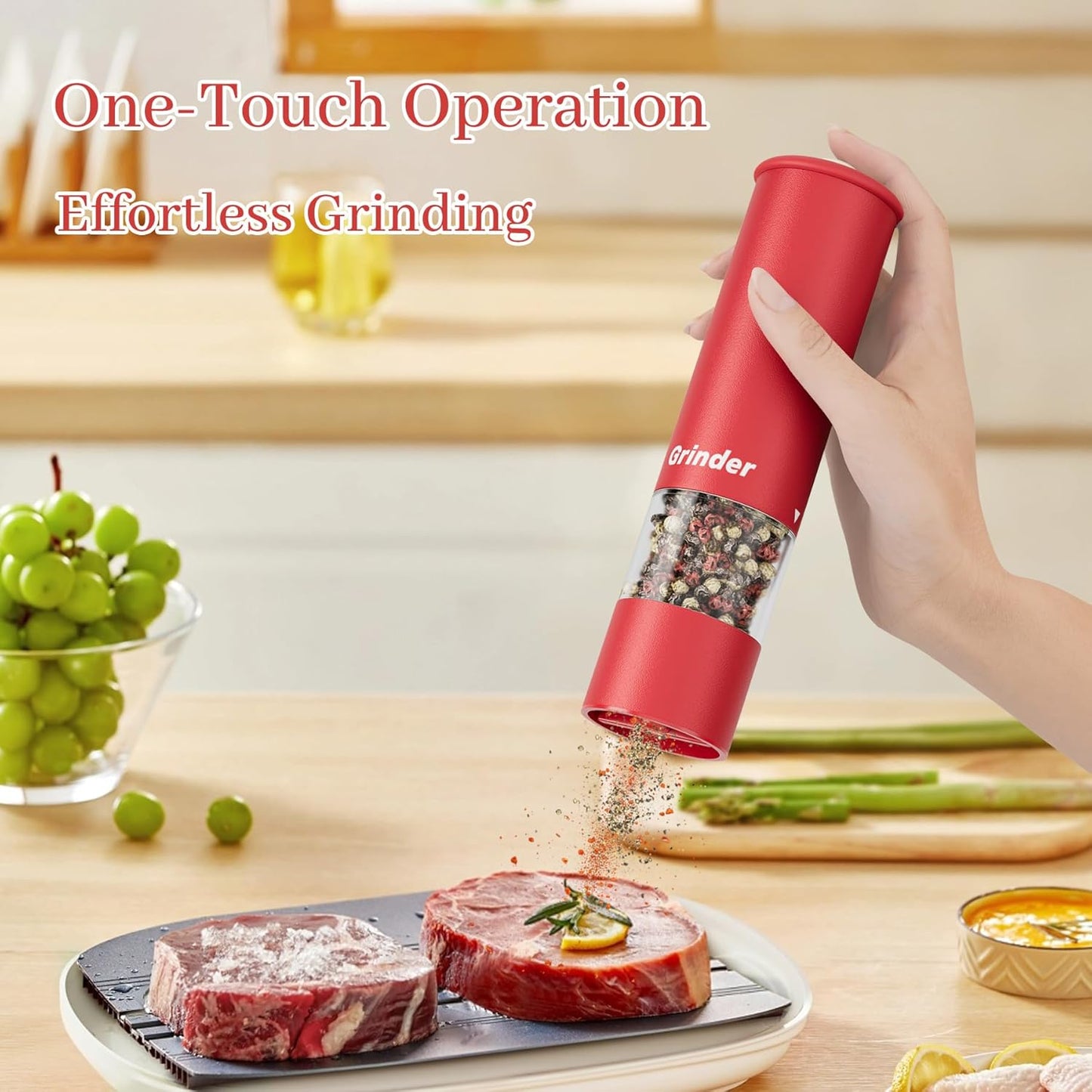 Electric Salt and Pepper Grinder Set, USB Rechargeable Adjustable Coarseness Automatic Salt Pepper Mill Shakers/Grinder Kitchen Spice Mill for Outdoor, Home Chefs, New House Warming Gifts