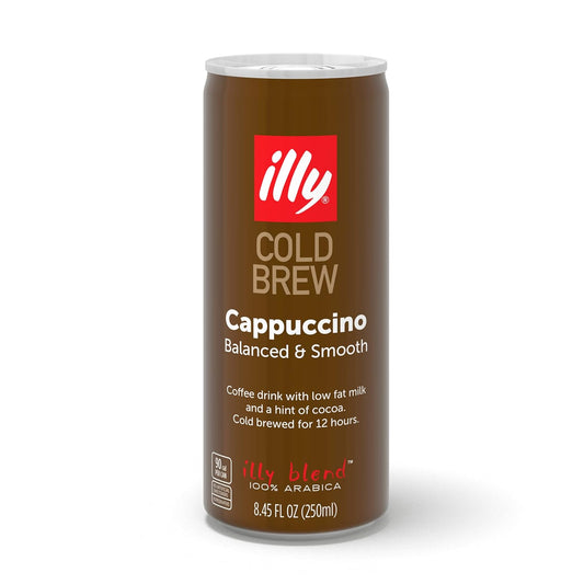 illy Ready To Drink Coffee – Cappuccino Cold Brew Cans - Notes Of Milk & Chocolate - 100% Arabica - Smooth & Refreshing Taste - Convenient, Easy to Carry Drink – 8.5 oz., 12 Pack