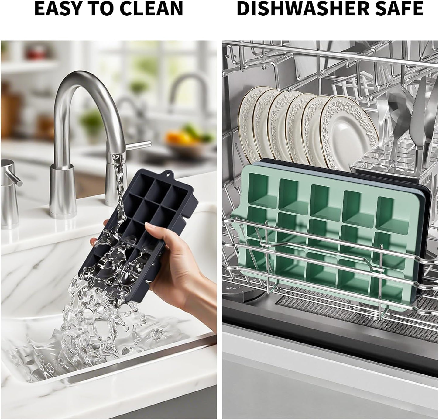 Silicone Ice Cube Tray 2 Pack, HANCELANT Ice Cube Mold, Ice Trays for Freezer with Lid for Whiskey, Baby Food, BPA Free, Easy Release