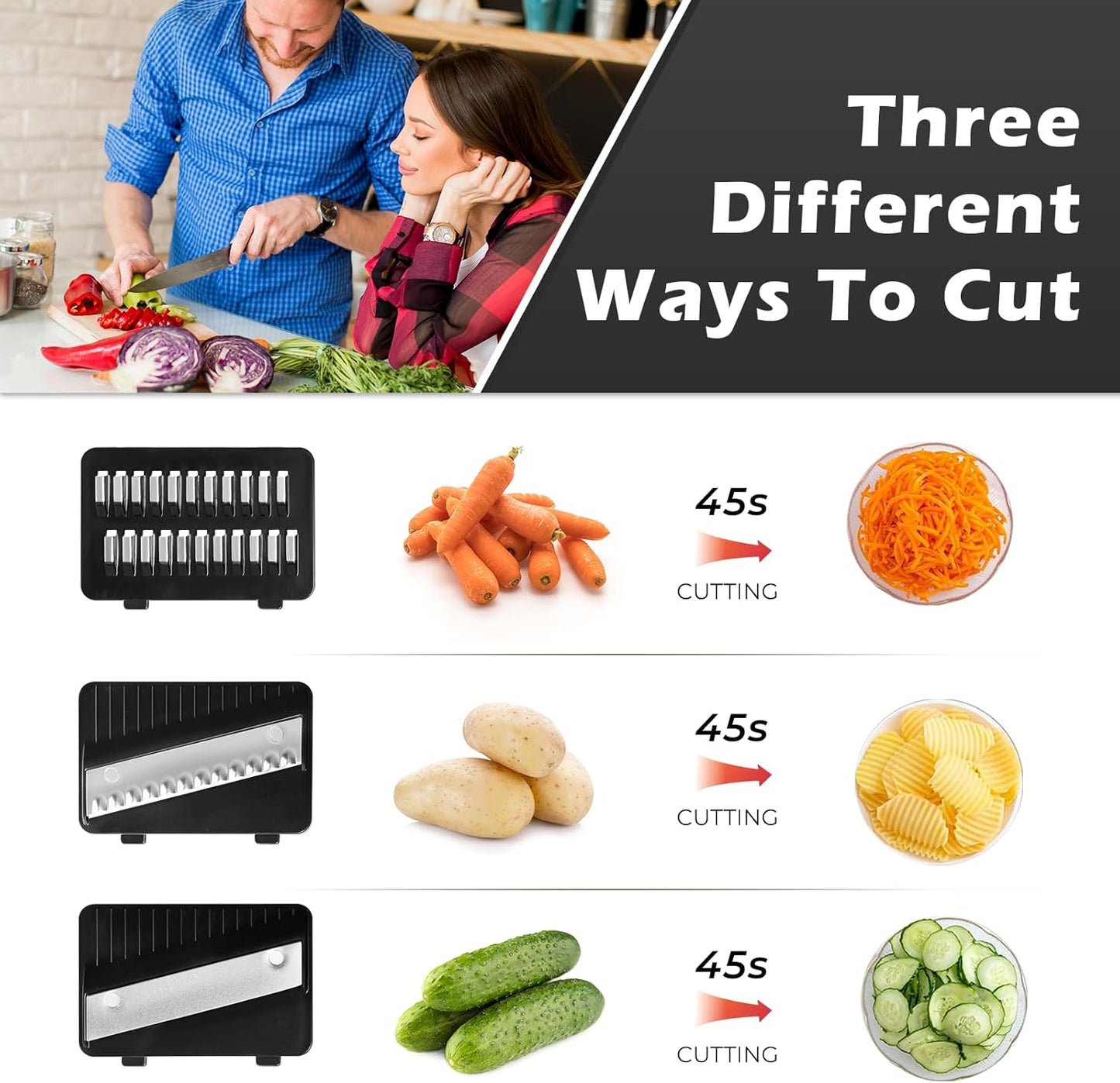 ZHANG XIAO QUAN SINCE 1628 3-in-1 Multi Handheld Mandoline Slicer Stainless Steel Blade, Comfort Grip, Safety Features, Easy to Clean, Ideal for Speedy Slicing of Fruits and Vegetables