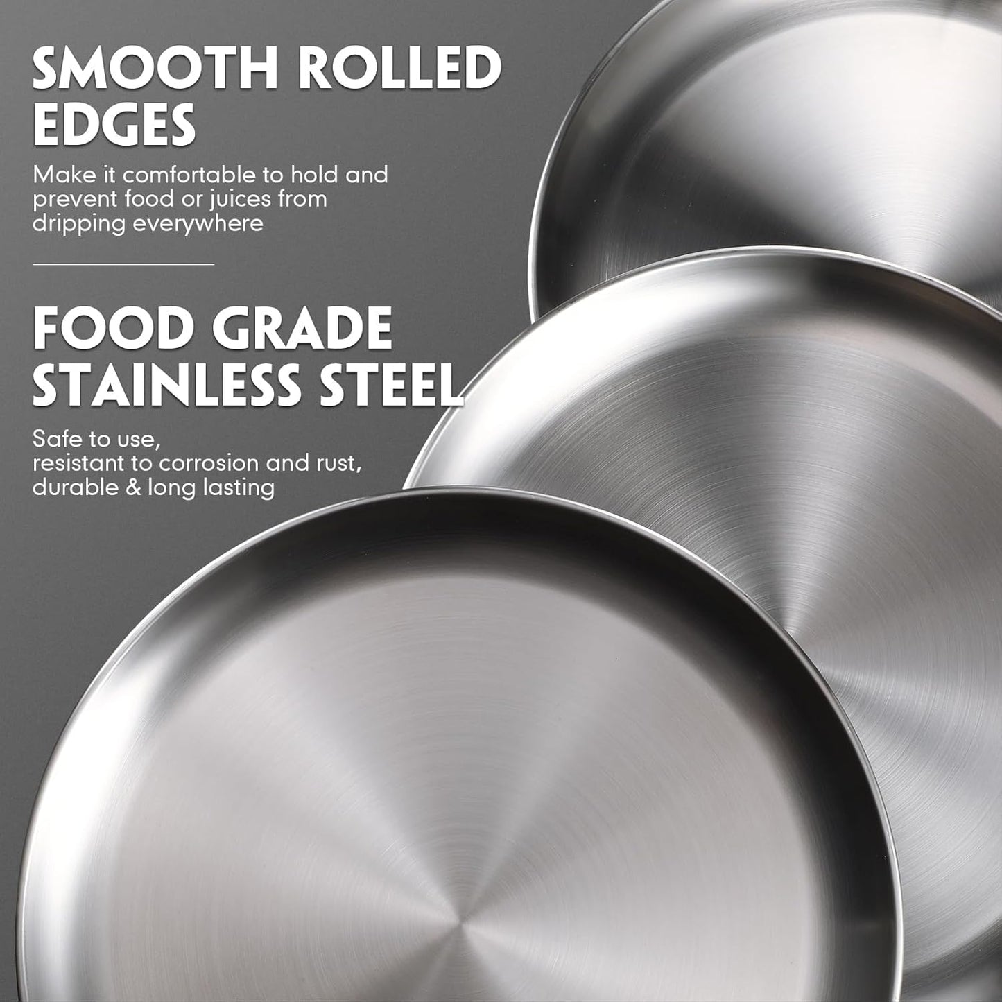 Thenshop 6 Pieces 8 Inch Pizza Pans Bulk Stainless Steel Sets Round Bakeware Pizza Trays for Oven Kitchen Baking Home Restaurant Safe Sturdy Reusable Easy Clean(Silver)