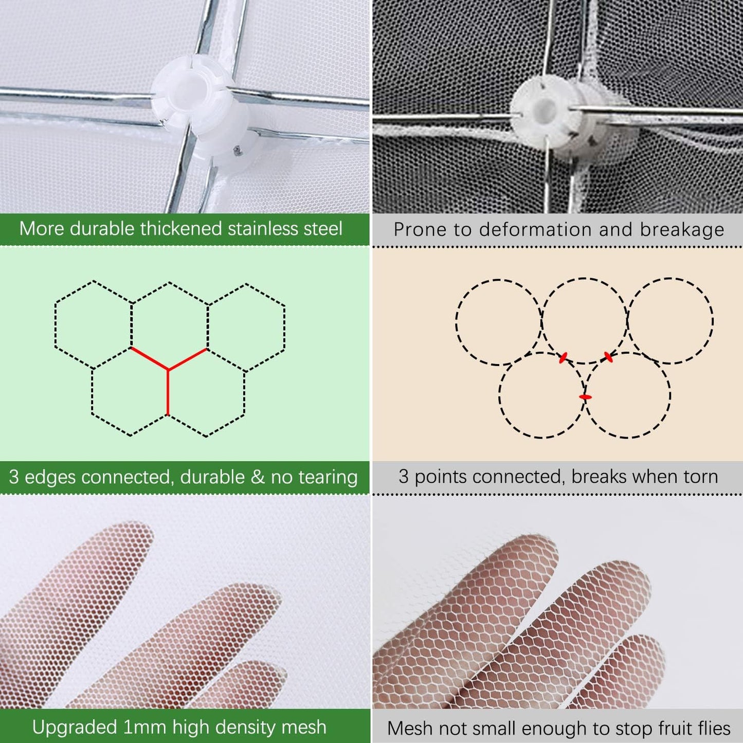 Mesh Food Covers for Outdoors - 10 Pack Upgraded 2 Extra Large 40x24 in & 8 Large 17x17 in Outdoor Party Food Cover Tent Collapsible Picnic Nets Umbrella Screen Pop Up Food Dome for Outside (White)