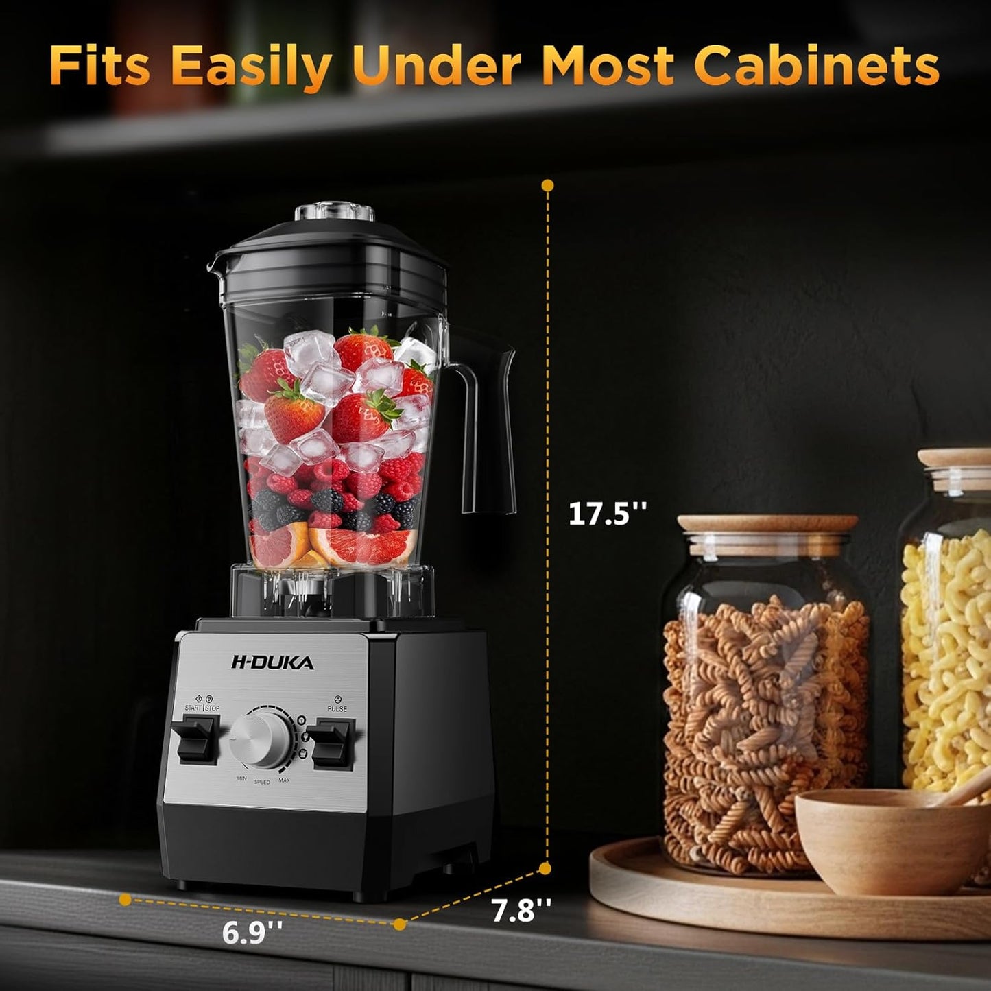 Smoothie Blender for Smoothies 1400 Watt High Speed Compact Blender 60oz Capacity BPA Free Countertop Blenders for Kitchen for Ice Crushing Frozen Drinks Puree Protein Shakes