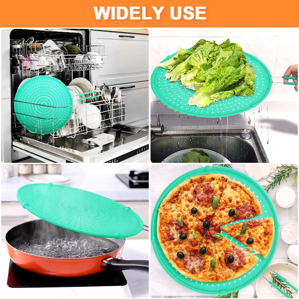 Splatter Screen for Frying Pan, Grease Splatter Guard, Heat-Resistant Splatter Guards for Frying, Silicone Splatter Guard for Everyday Cooking, Dishwasher Safe, Green （16in×12in×0.5in)