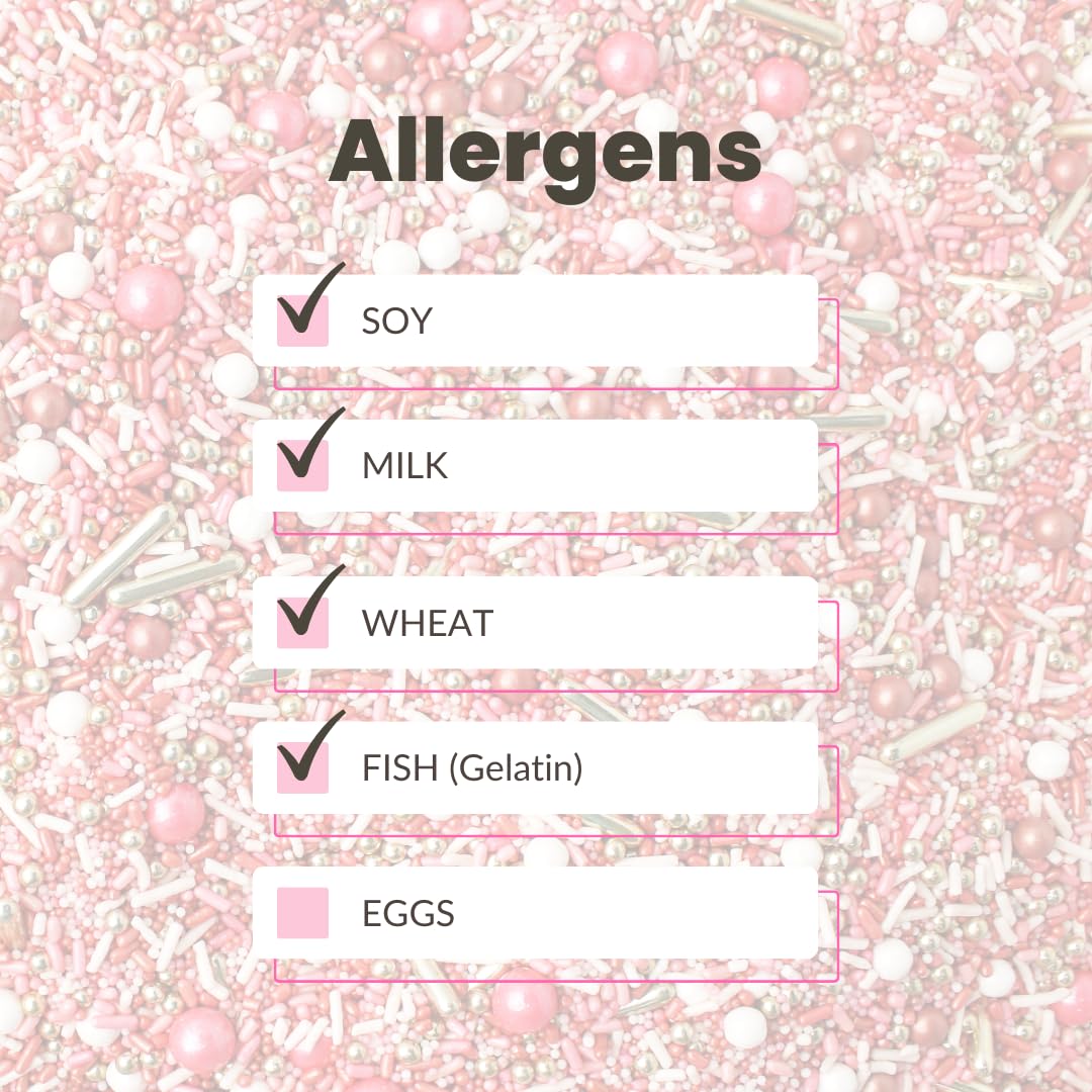 Sprinkle Pop Vintage Rose Gold Sprinkle Mix| Blush White Rose Gold Sprinkles with Gold Dragees| Sprinkles Made in USA for Decorating Wedding Bridal Shower Valentines Day Cakes Cookies Cupcakes, 2oz