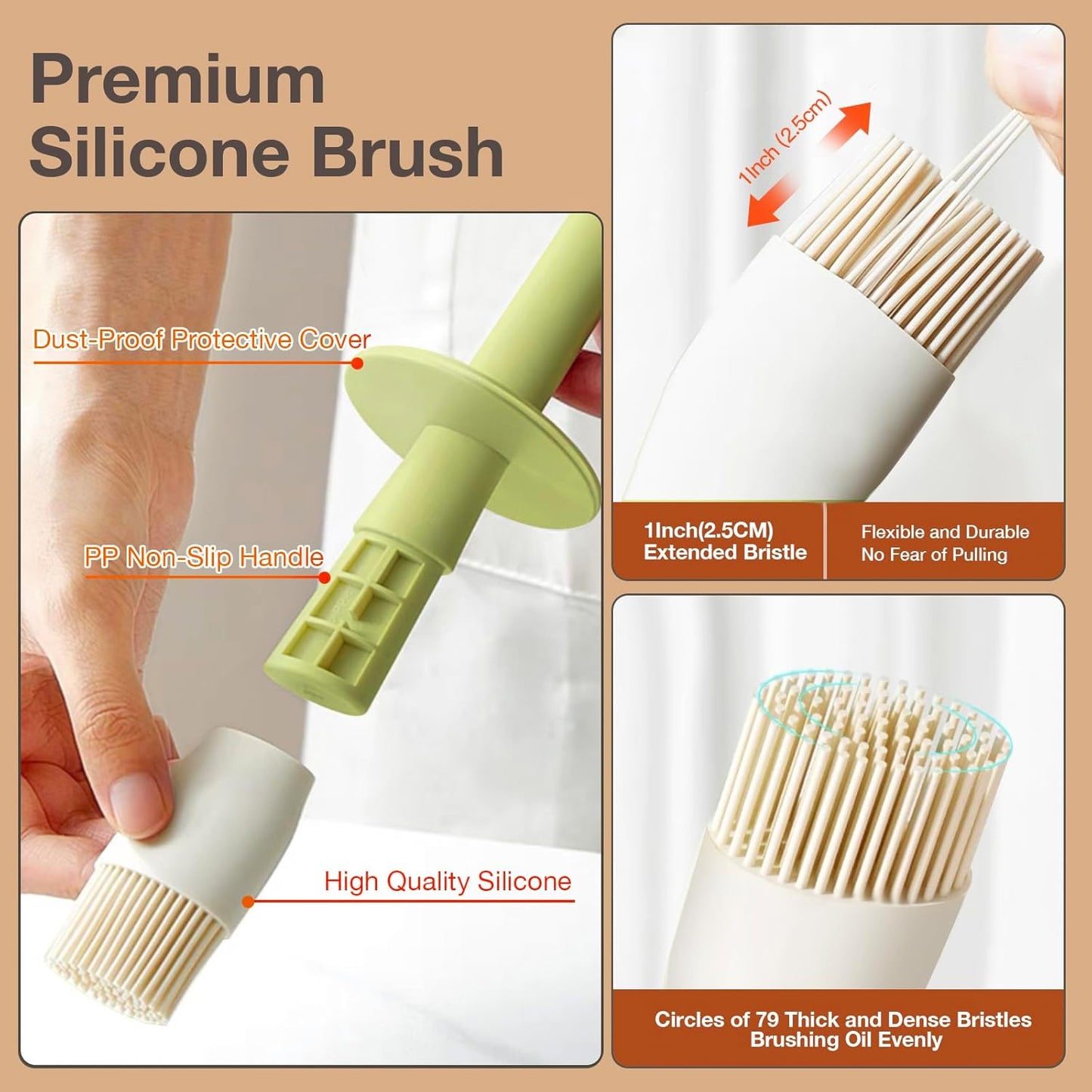 YARRAMATE 2pcs 300ml / 10oz Glass Oil Dispenser - Silicone Heat Resistant Brush for Cooking, BBQ, Grill & Frying - White & Green