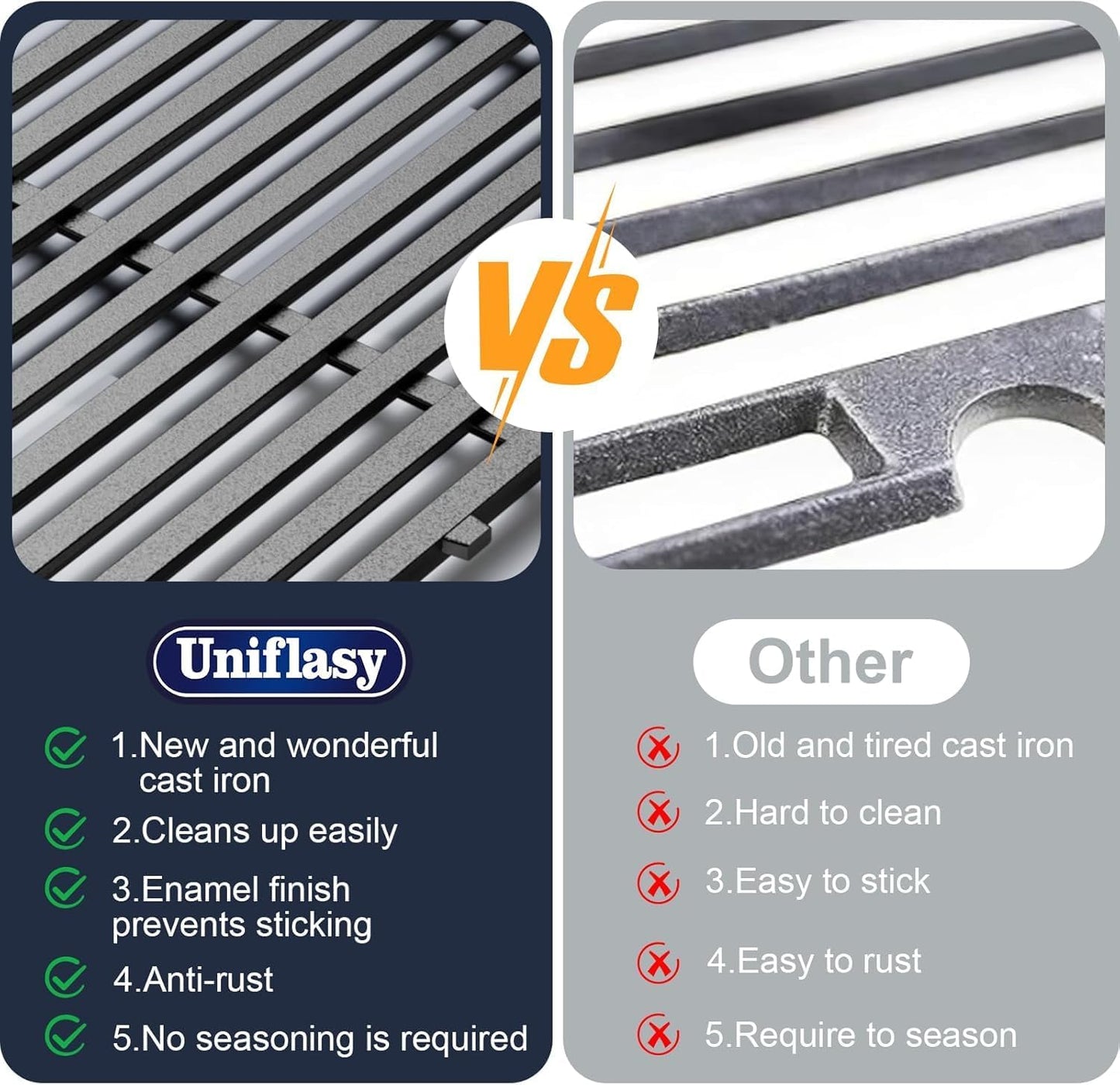 Grill Parts for Weber Spirit e310, 17.5" Grill Grates for Weber Spirit 300 and Spirit II 300, Spirit E/S310 E/S315 320 330 SP320, Spirit 700, Genesis 1000-3500, Gold & Silver B/C Gas Grill, 7638 7639