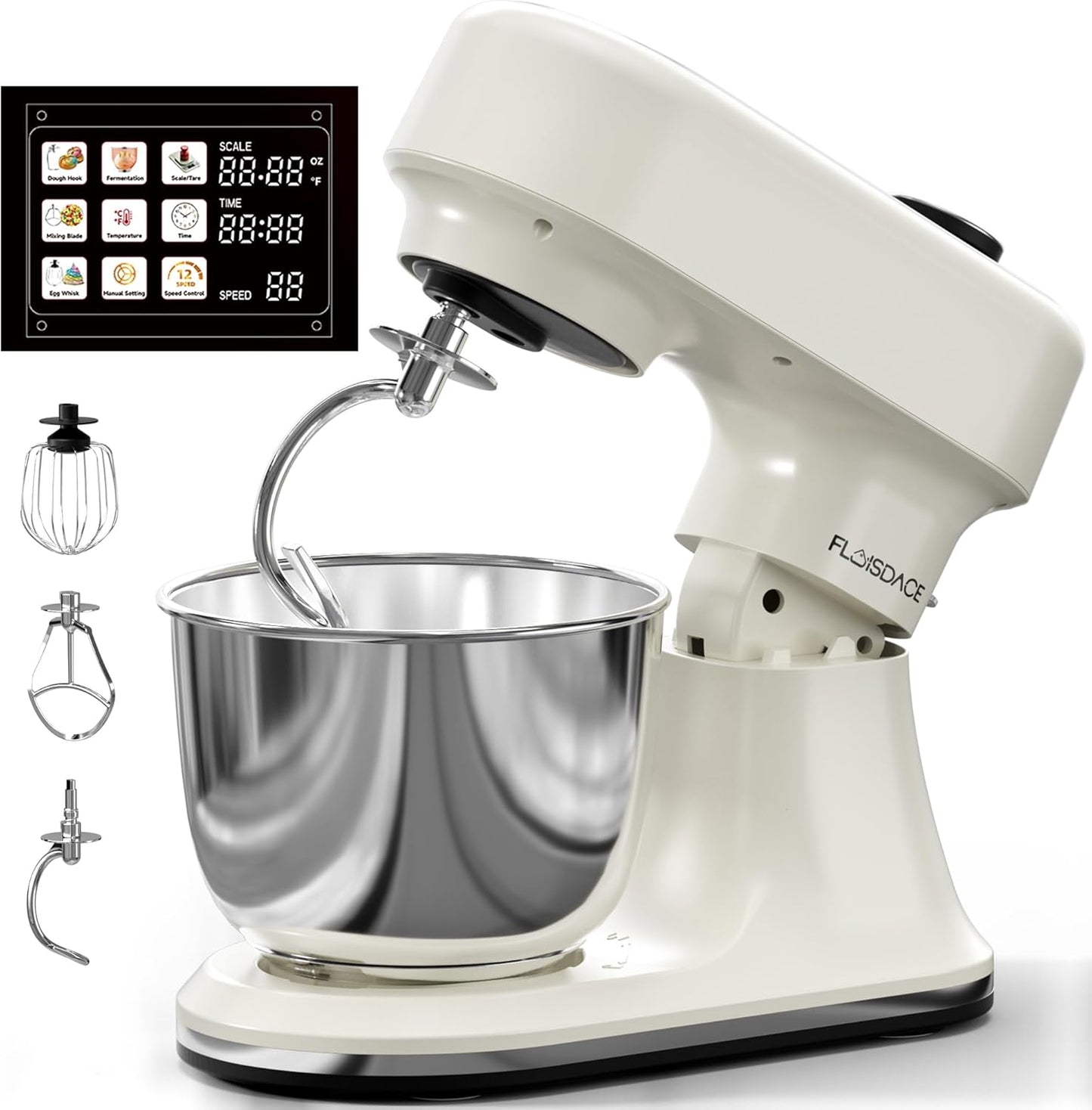 9-IN-1 Stand Mixer, 660W 12-Speed Kitchen Mixer, 5.5QT Bowl Household Food Mixers include Dough Hook, Whisk and Beater, Food Mixer for Most Home Cooks, Kitchen Scale for Baking and Most Home Cooks
