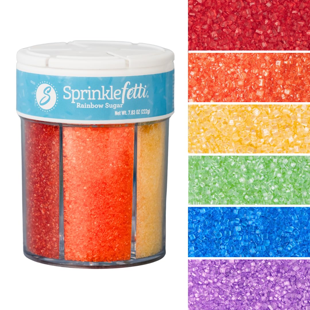 Sweets Indeed Sprinkles 6 Cell Edible Sprinkle Mix Jimmies Perfect for Cake Decorations Baking Ice Cream Cookies Cupcake Topper (Rainbow Sugar)