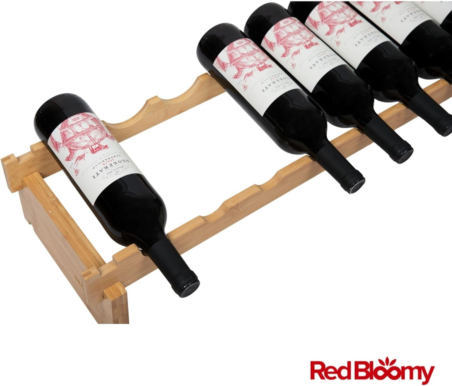 Stackable Bamboo Wine Rack for 72 Bottle, 8-Tier and Sturdy, Free Standing, Modular Wine Storage, Wine Bottle Storage for Cellar, Kitchen and Dining Room (9 Bottle)