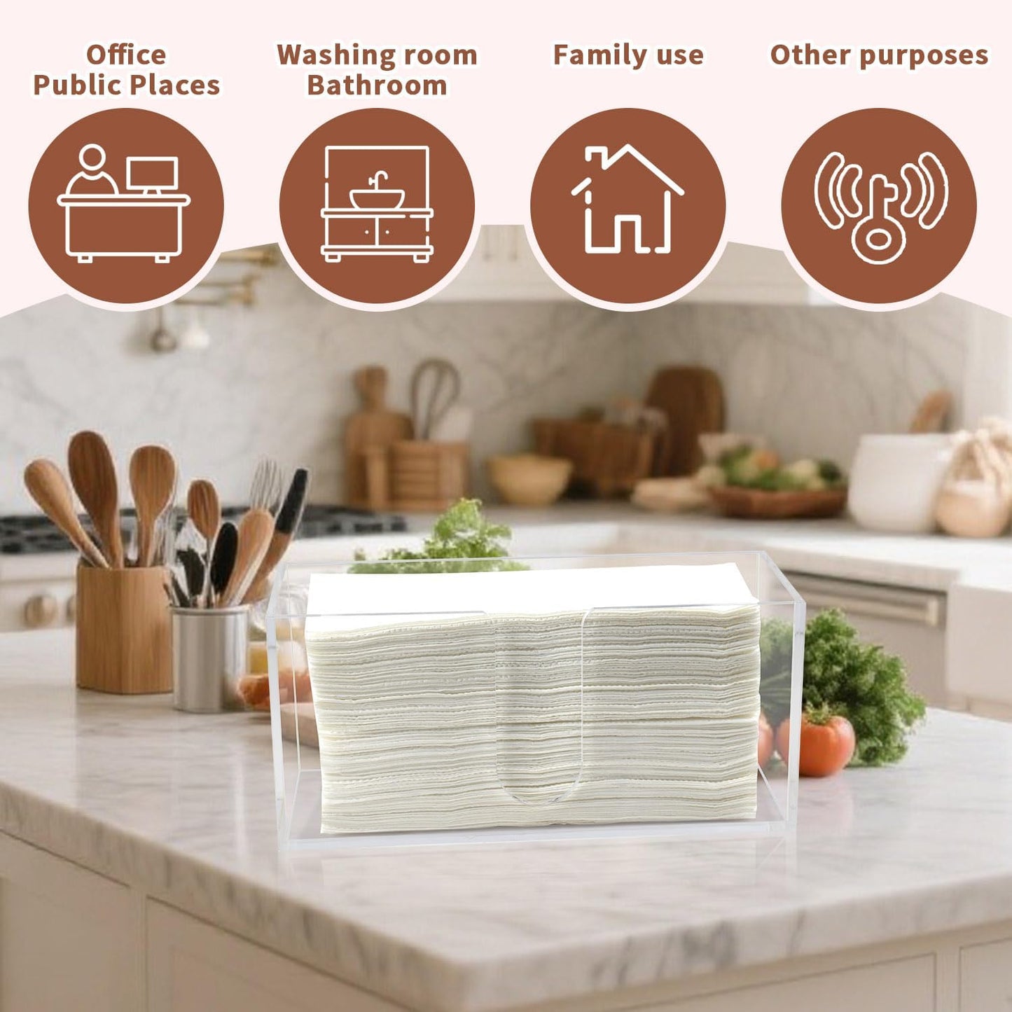 Acrylic Paper Towel Holder Countertop, 5mm Thick Clear C-Fold Z-Fold Trifold Napkin Dispenser, Bathroom & Kitchen Organizer for Multifold Towels (2)