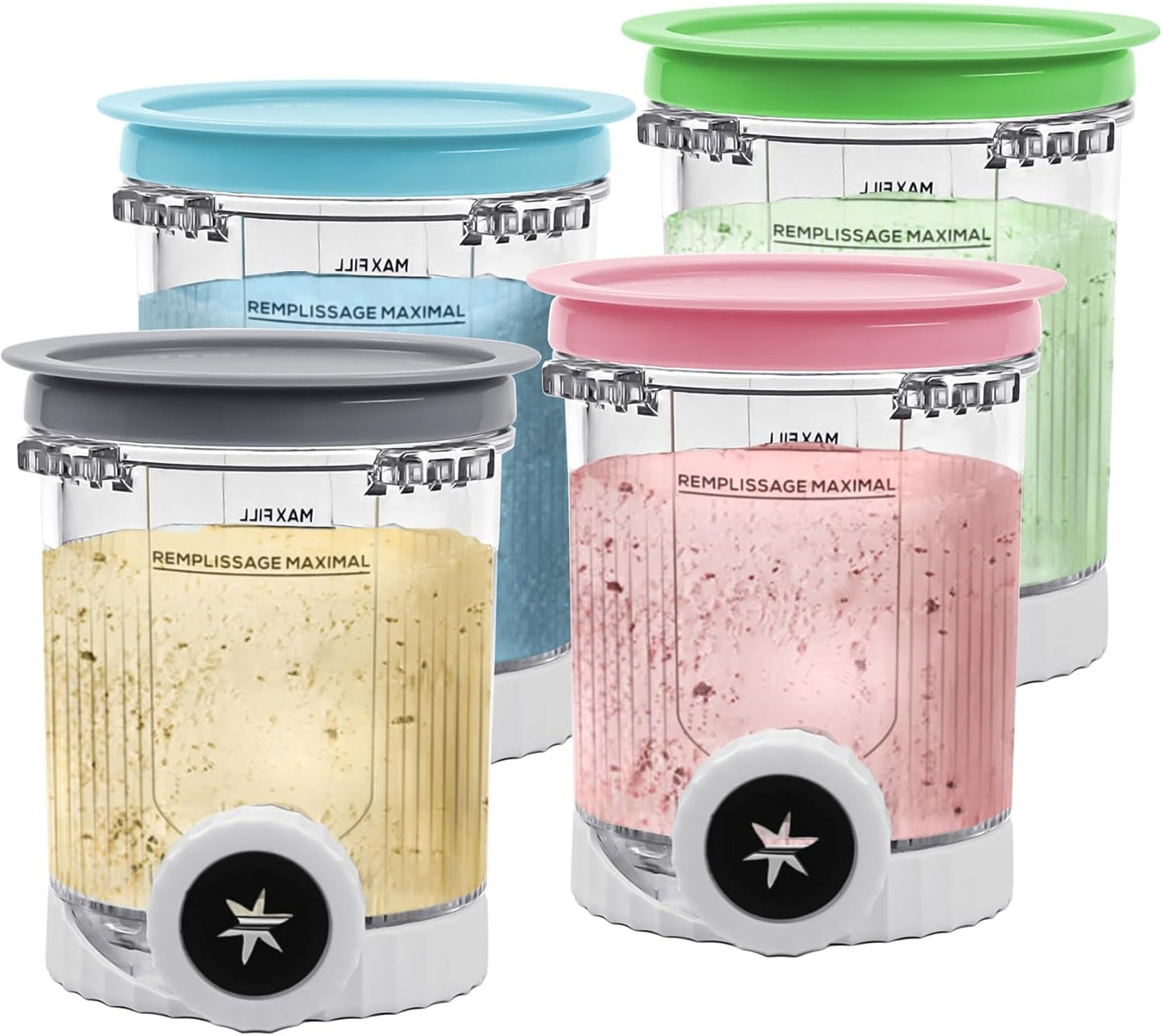 NANOBABY Pints and Lids Replacement Compatible with Ninja Swirl by Creami NC700 Series Ice Cream Makers, 16oz Cup Containers Replacement for Creami Swirl NC701 NC701Q CN701CO, 4-Pack, BPA Free, Clear