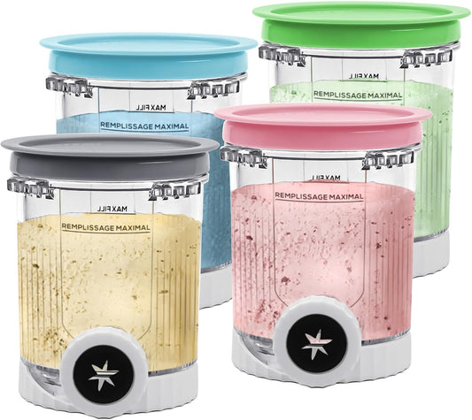 NANOBABY Pints and Lids Replacement Compatible with Ninja Swirl by Creami NC700 Series Ice Cream Makers, 16oz Cup Containers Replacement for Creami Swirl NC701 NC701Q CN701CO, 4-Pack, BPA Free, Clear
