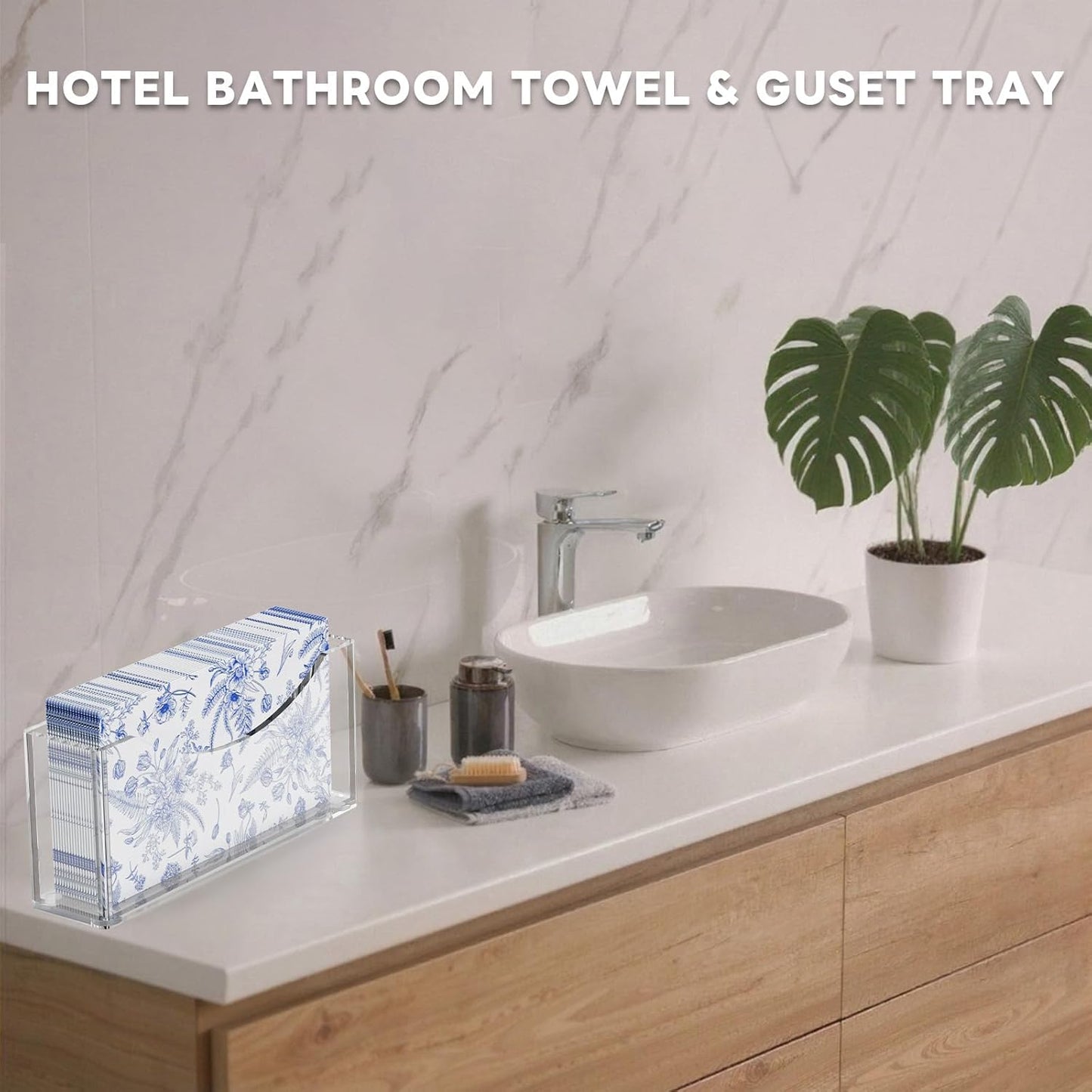 Acrylic Napkin Holder, Guest Towel Holder, Clear Waterproof Vertical Napkins Holder for Dining Table, Disposable Hand Towels Tray for Bathroom, Hotel, Kitchen