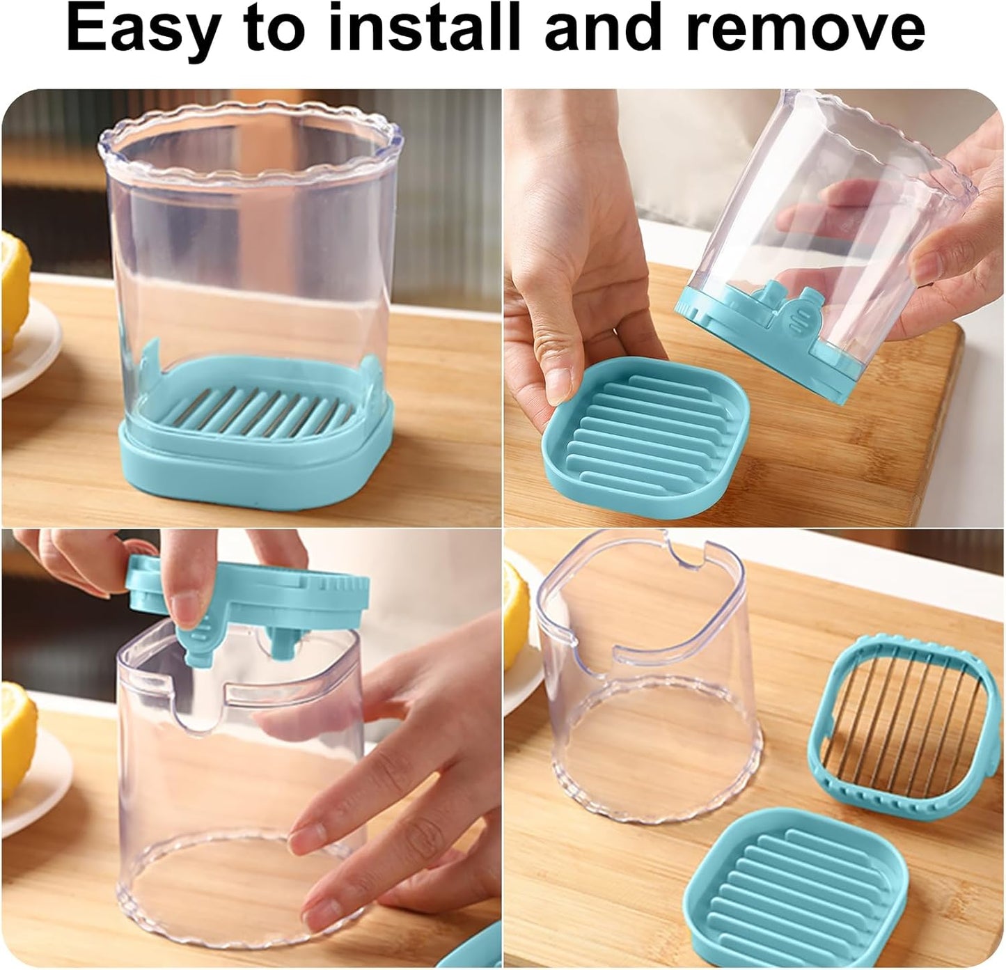 Fruit Slicer Cup: Strawberry Slicer, Strawberries Cutter Cup, Speed Cutter for Banana Grape Egg Kitchen Portable Slicing Tool(Light Blue)