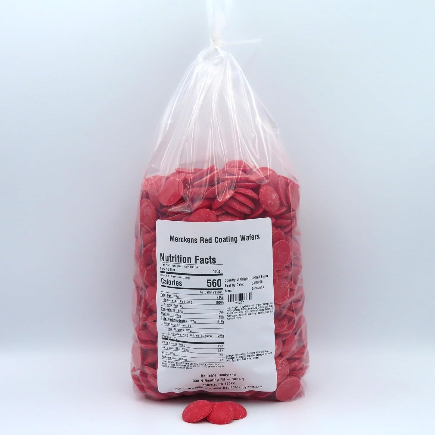 MERCKENS Coating Wafers, Red Melting Chocolate, 5 Pound Package
