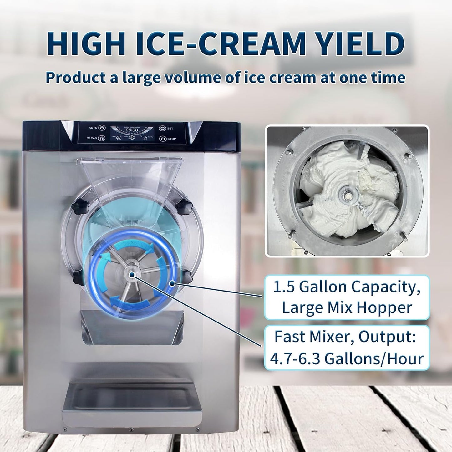 Ice Cream Maker Commercial Machine 18-24L/H, 6.3Gph Capacity Suitable for Restaurant/Bar/Home, 2000W Hard Ice Cream Machine with LED Display, (110V 60Hz)