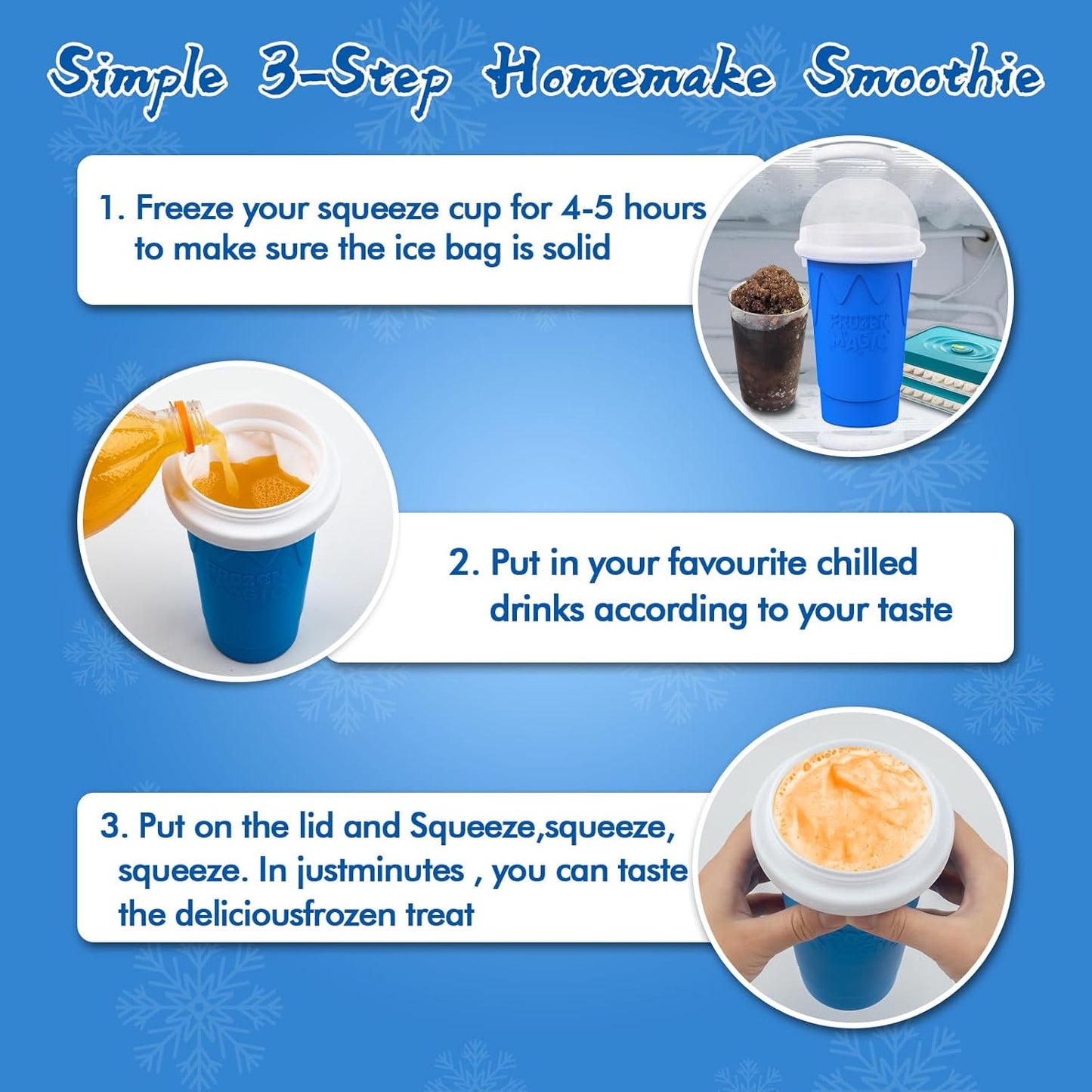 500ML Slushie Maker Cup, Magic Quick Frozen Smoothies Cups for Homemade Milk Shake Ice Cream Makers, Cooling Cups, Double Layer Squeeze Slushy Cup, Birthday Gifts for Boy, Girls,Friends,Family