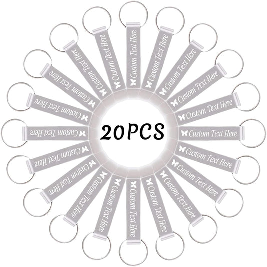 20PCS Personalized Bottle Opener Keychain Bulk Custom Beer Bottle Opener with Logo Text Engraved Wedding Bottle Opener Favors Customized Gifts for Guests Baby Shower Birthday Party-Silver