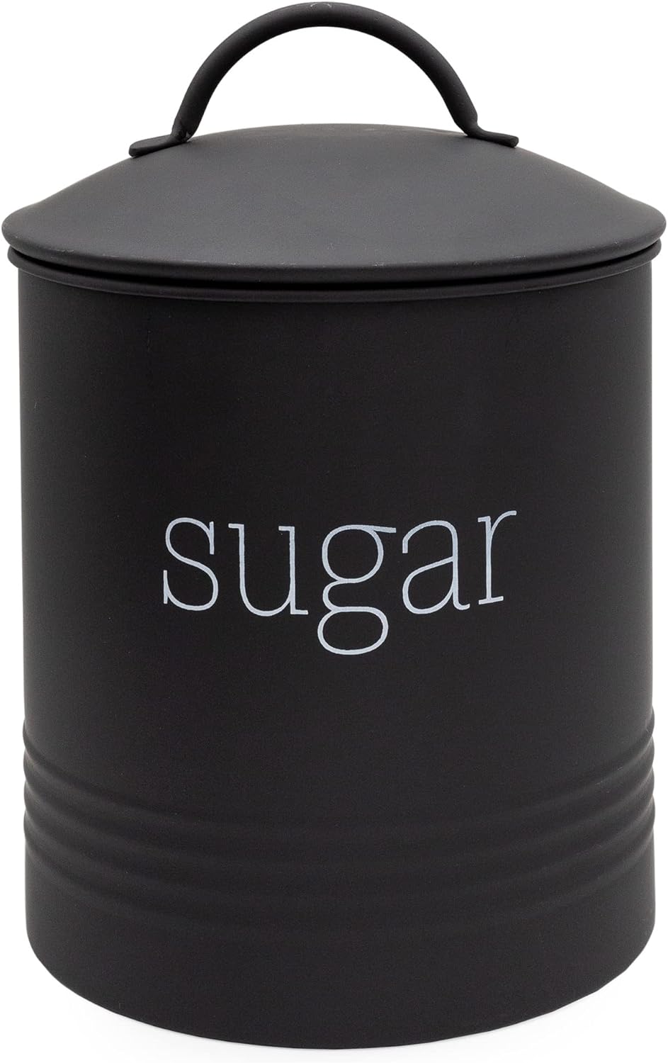 AuldHome Design Enamelware Black Sugar Canister; Modern Farmhouse Staples Storage for Kitchen
