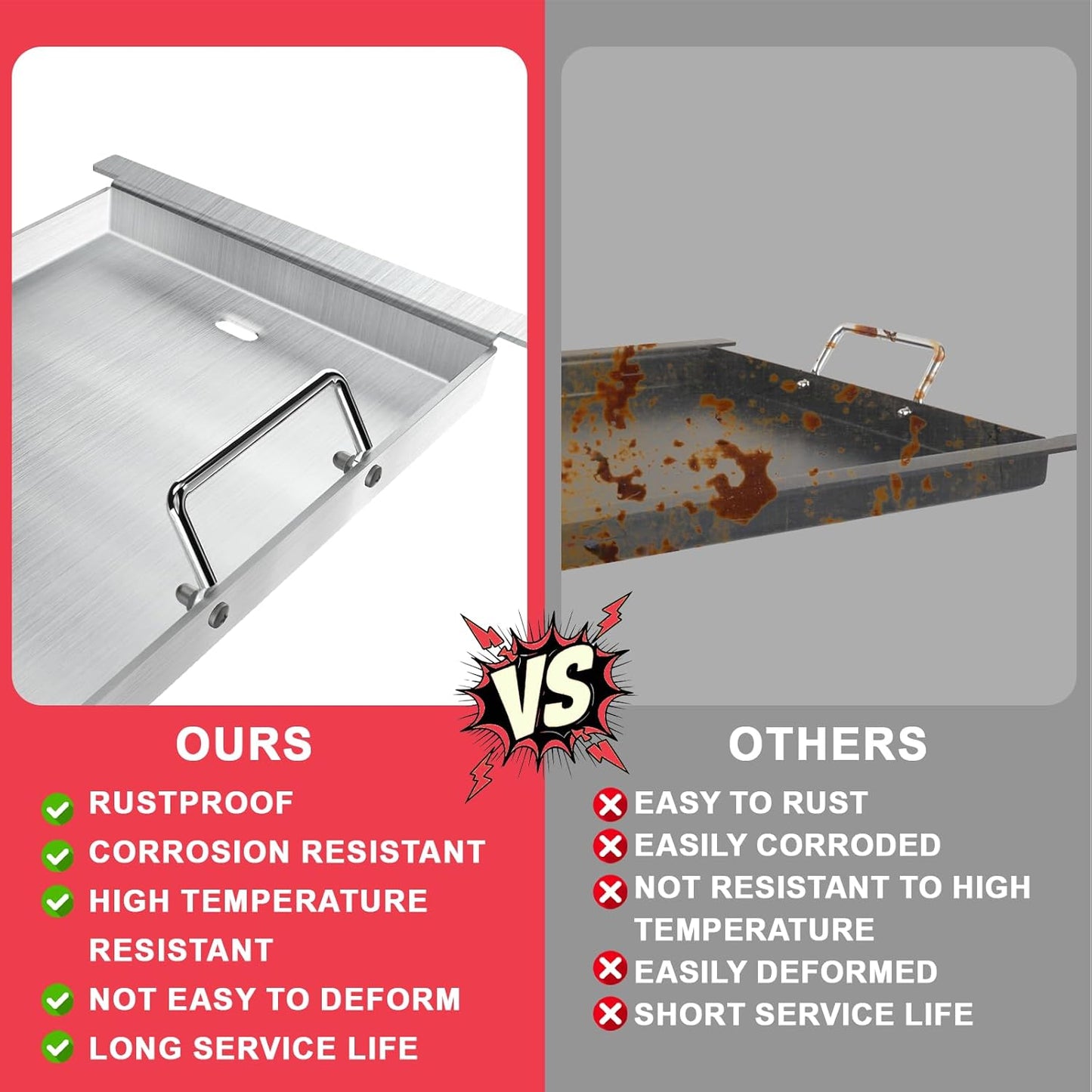 Upgrades Half Griddle for Ninja FlexFlame Grills, Stainless Steel Sizzle Griddle Plate for Ninja PG300 Grill Accessories, Compatible with ninja-Flex Flame Grill Accessories XSKHLFGRIDLE, 17''L x 12''W