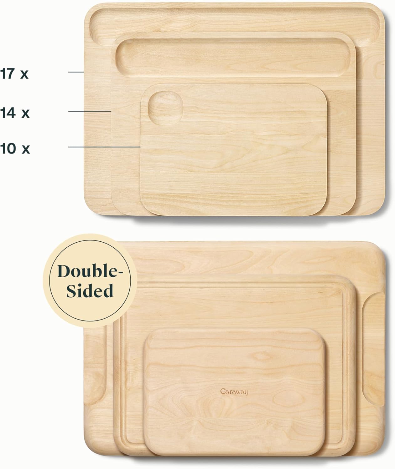 Caraway Cutting Board - Large (17 x 12”) - Double Sided Wood Cutting Board - Made From FSC-Certified Birch Wood - Food-Safe Mineral Oil & Wax Finish
