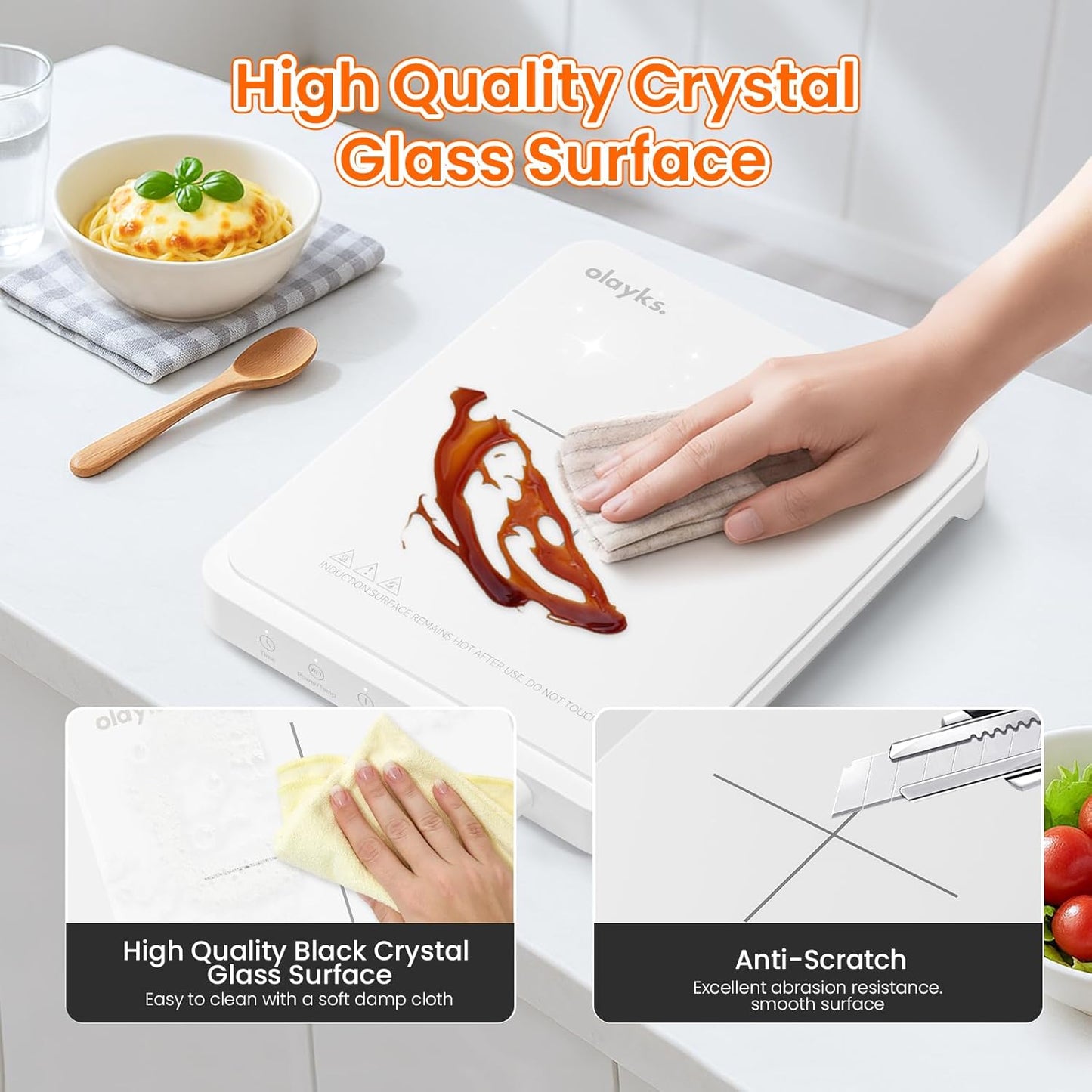 Portable Induction Cooktop, Countertop Burner Hot Plate 1500W With Sensor Touch, Electric Induction Cooker With 9-Level Adjustment, 3-Hour Timer, Auto-Shut-Off, LED Display, Auto Pot Detection