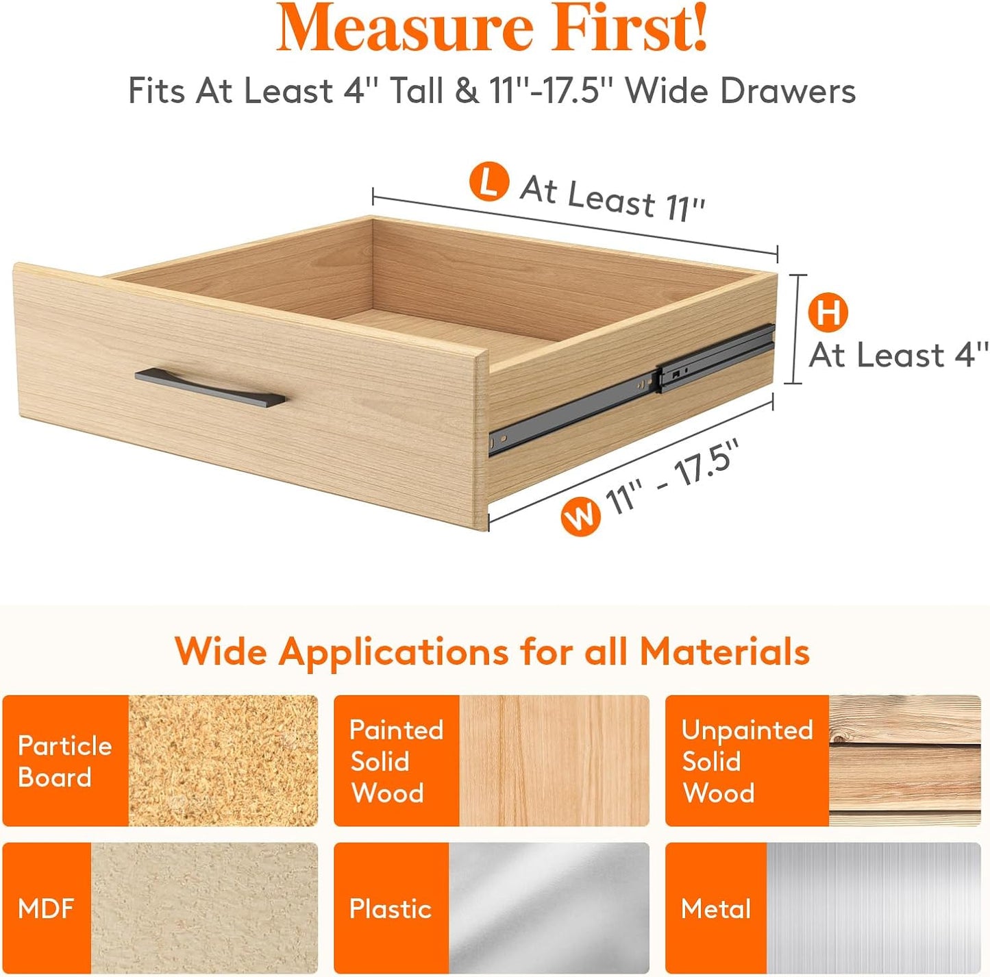 Lifewit 9 Pack Drawer Dividers 4" High, 11-17" Adjustable Drawer Organizers for Clothes, Expandable Dresser Separators in Bedroom/Bathroom/Kitchen/Fridge/Office Organization and Storage, White