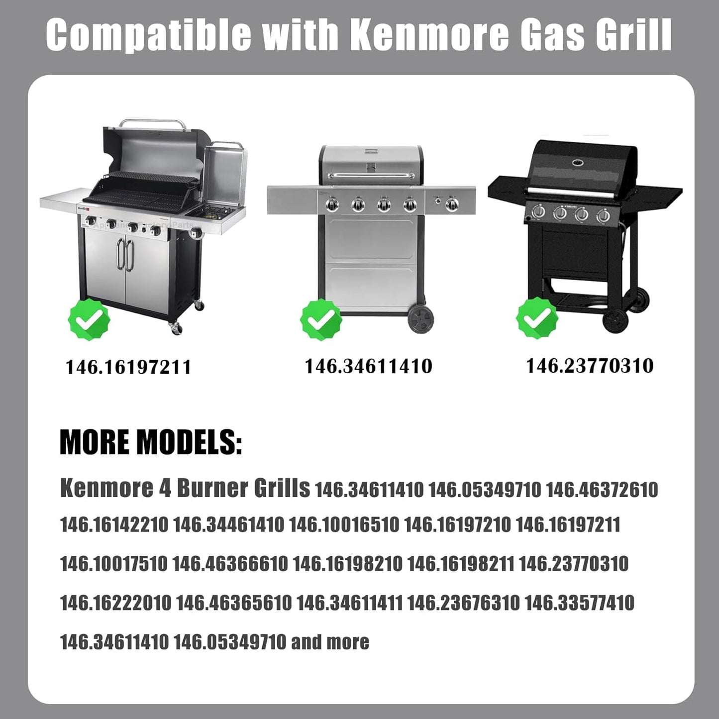 SafBbcue Full Size Griddle Inserts for Kenmore 146.16197210 146.16142210 146.16198210 146.16222010 146.16197211 Flat Top Griddle for Kenmore Grill Parts 4 Burner 146.16198211, Carbon Steel