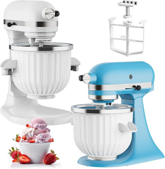 GVODE Ice Cream Maker Attachment for KitchenAid - Upgraded Leak-Proof Design, 2 Quart Bowl Compatible with 4.5QT to 7QT Models,Homemade Sorbet Gelato,Yogurt & Ice Cream attachment for Kitchen aid
