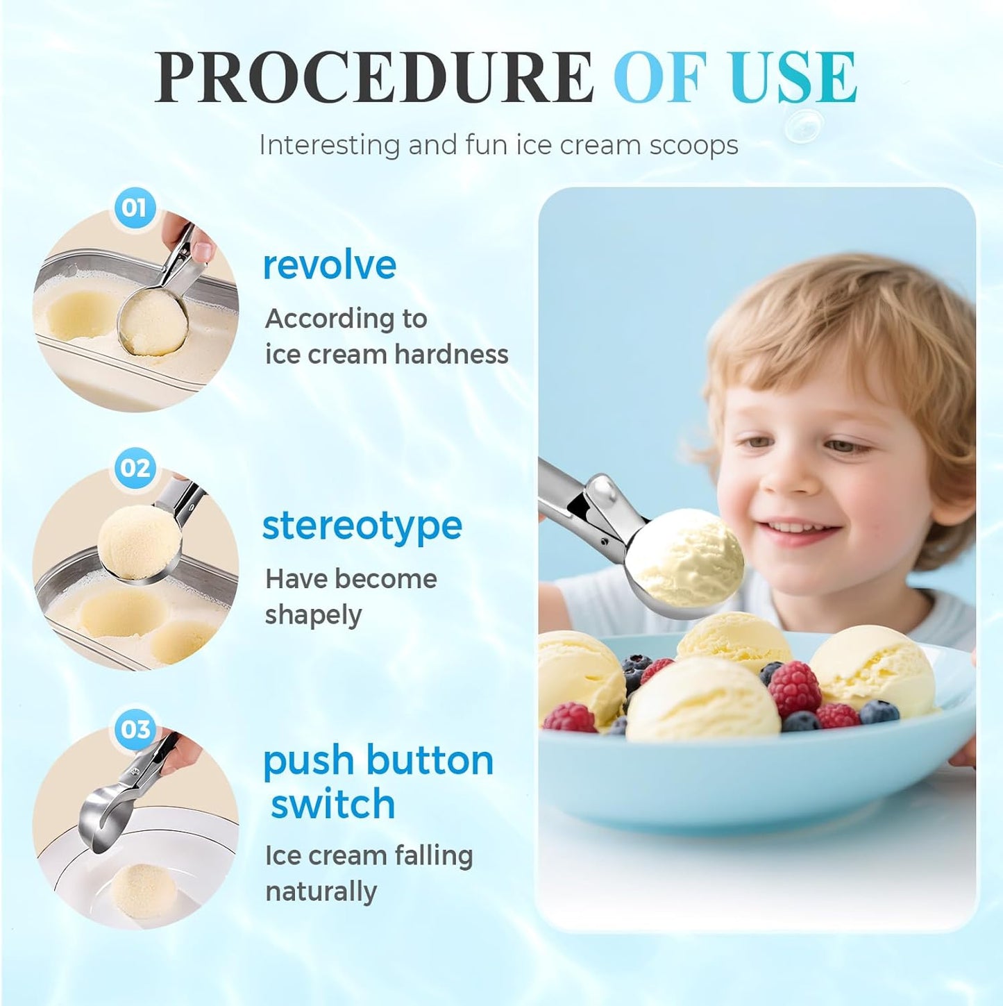 Ice Cream Scoop, 2025 New Heavy Duty Aluminum Scoop, Nonstick Gelato Scoop for Dessert Shop, Ergonomic Handle Metal Ice Cream Scoop for Home Use (1)