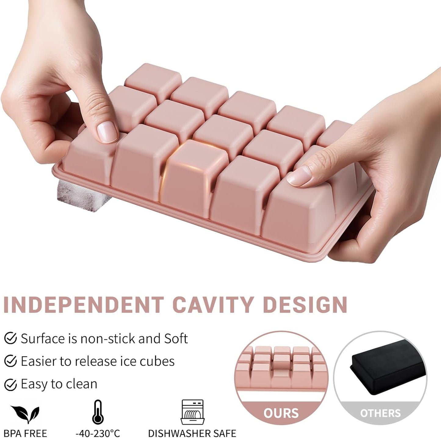 Silicone Ice Cube Tray 3 Pack, HANCELANT Ice Cube Mold, Ice Trays for Freezer with Lid for Whiskey, Baby Food, BPA Free, Easy Release