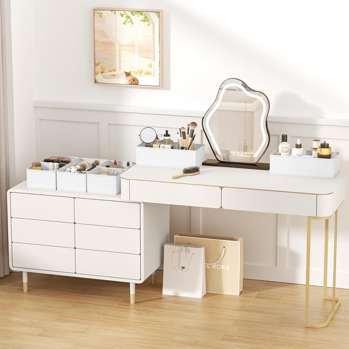 DIMJ Drawer Organizer Clothes, 8 Pack Dresser Organizer, Foldable Closet Organizers and Storage, Fabric Dresser Bins, Drawer Dividers for Nursery, Baby Clothes, Underwears, Sock (white)