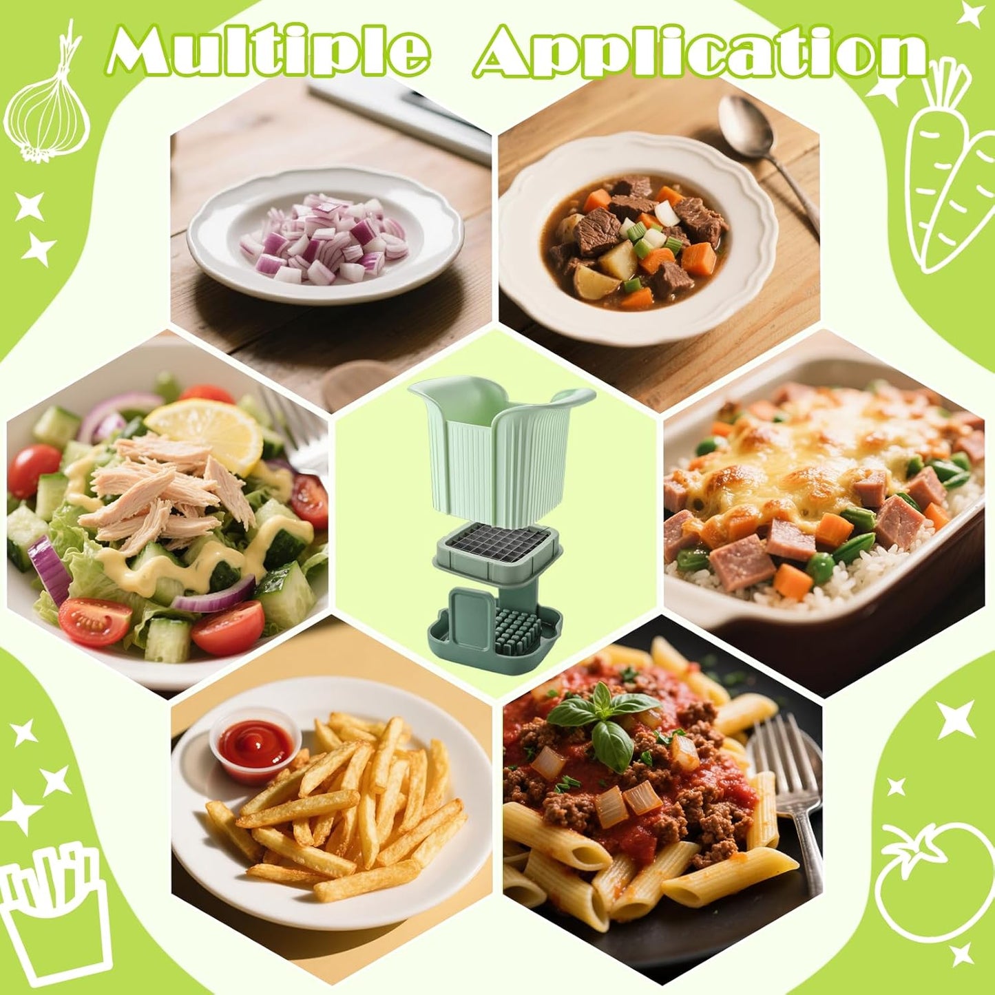 Suuker Onion Chopper with Base,Potato French Fry Cutter,Fruit and Vegetable Slicer,Kitchen Gadgets for Potatoes,Vegetable Chopper，Mandoline Slicer for Kitchen,Food Cutter,Tomato Dicer