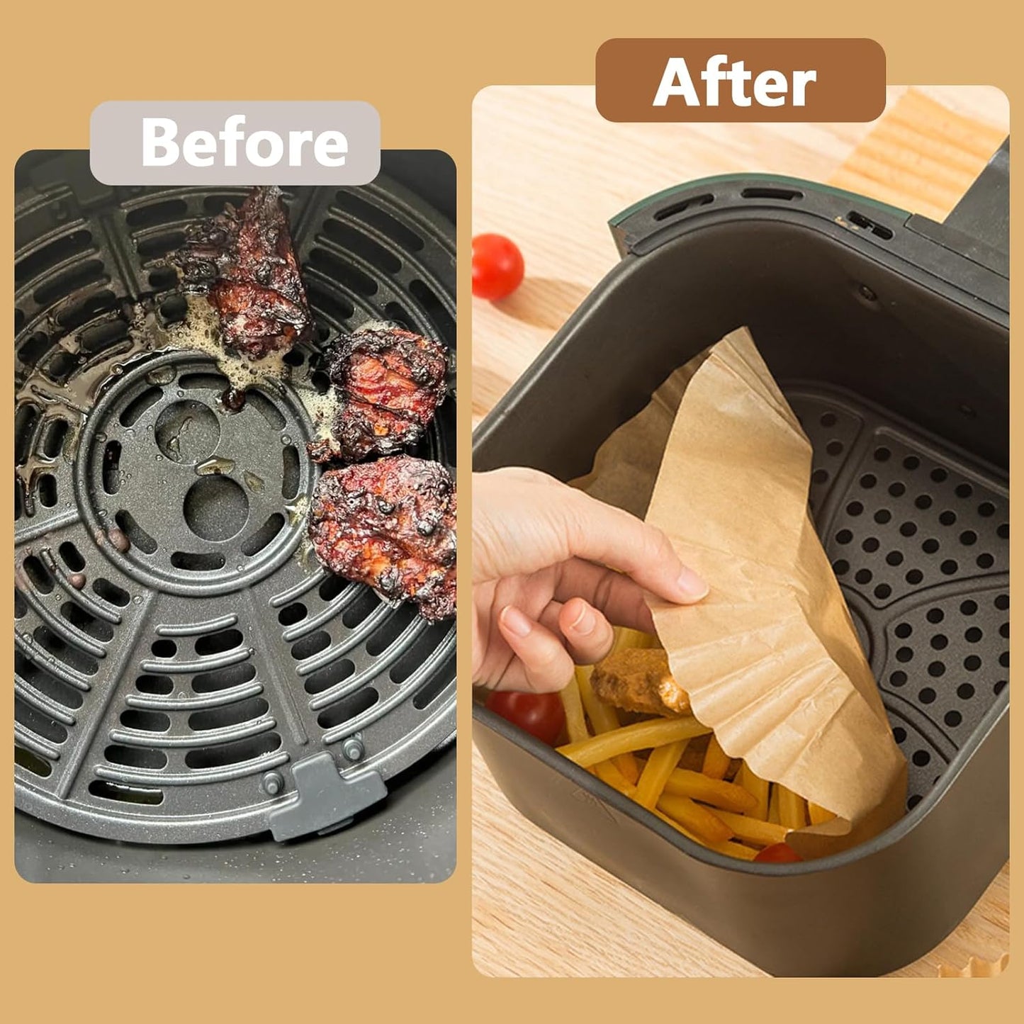 400 Pack 7.5 Inch Air Fryer Liners, Parchment Paper Sheets for Air Fryer Basket, Non-Stick, Disposable, Unbleached, Heat Resistant, Fits 3-6 QT Air Fryers. (Bottom size: 6in)