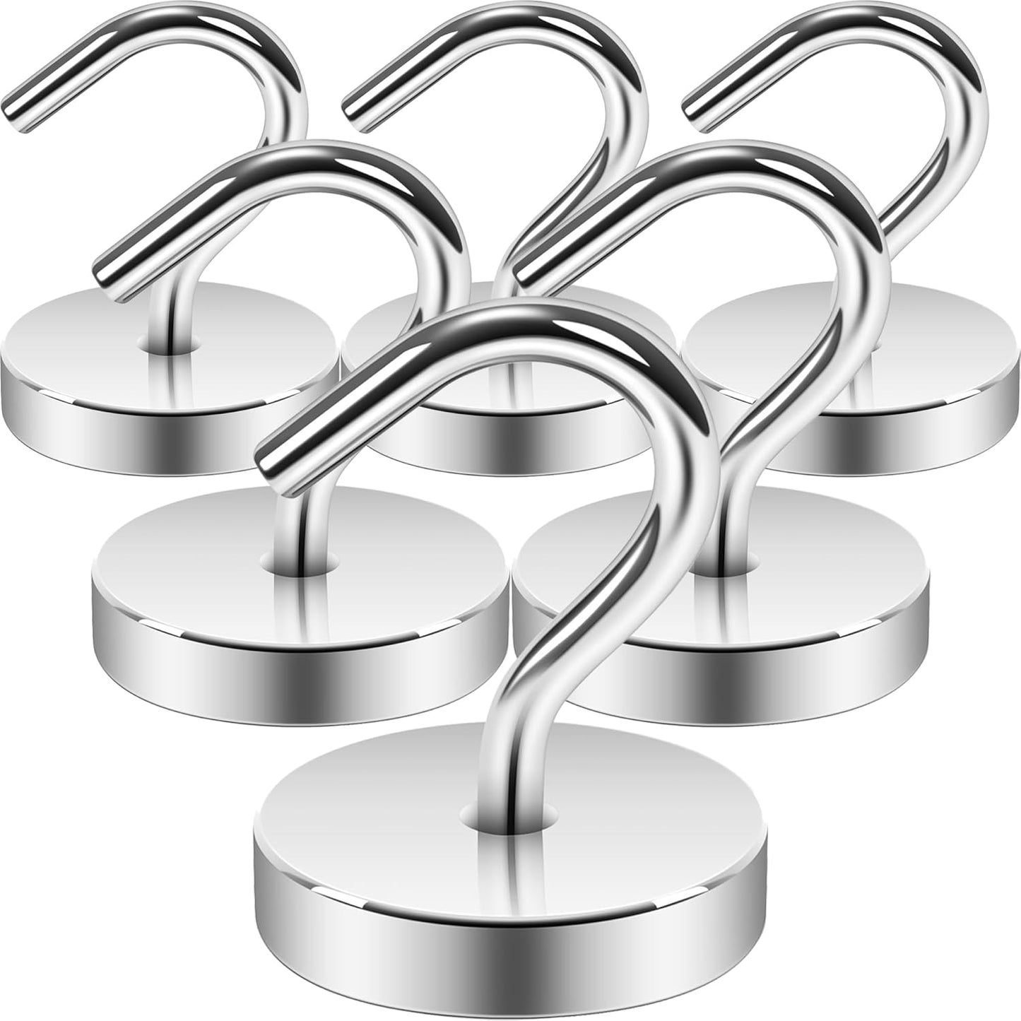 Neosmuk Magnetic Hooks Large Opening, Cruise Ship Essentials, 80lb+ Heavy Duty Magnetic Hooks for Cruise Cabins, Refrigerator, Grill, Hanging, and Travel | Extra Strong Must-Haves Magnet Hook,Silver