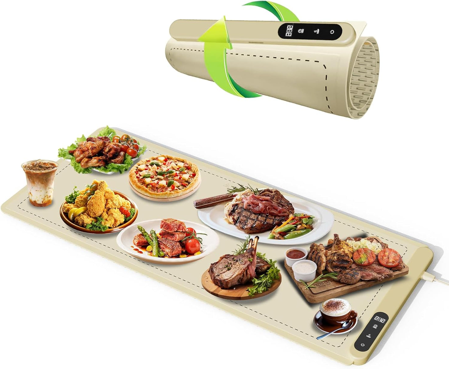 Extra Large 36''X18'' Warming Mat for Party and Families - Upgrade Graphene Fast Heating Electric Warming Tray for Buffet Daily Use, Portable Roll Up Silicone Food Warmer with 6 Temp-Settings